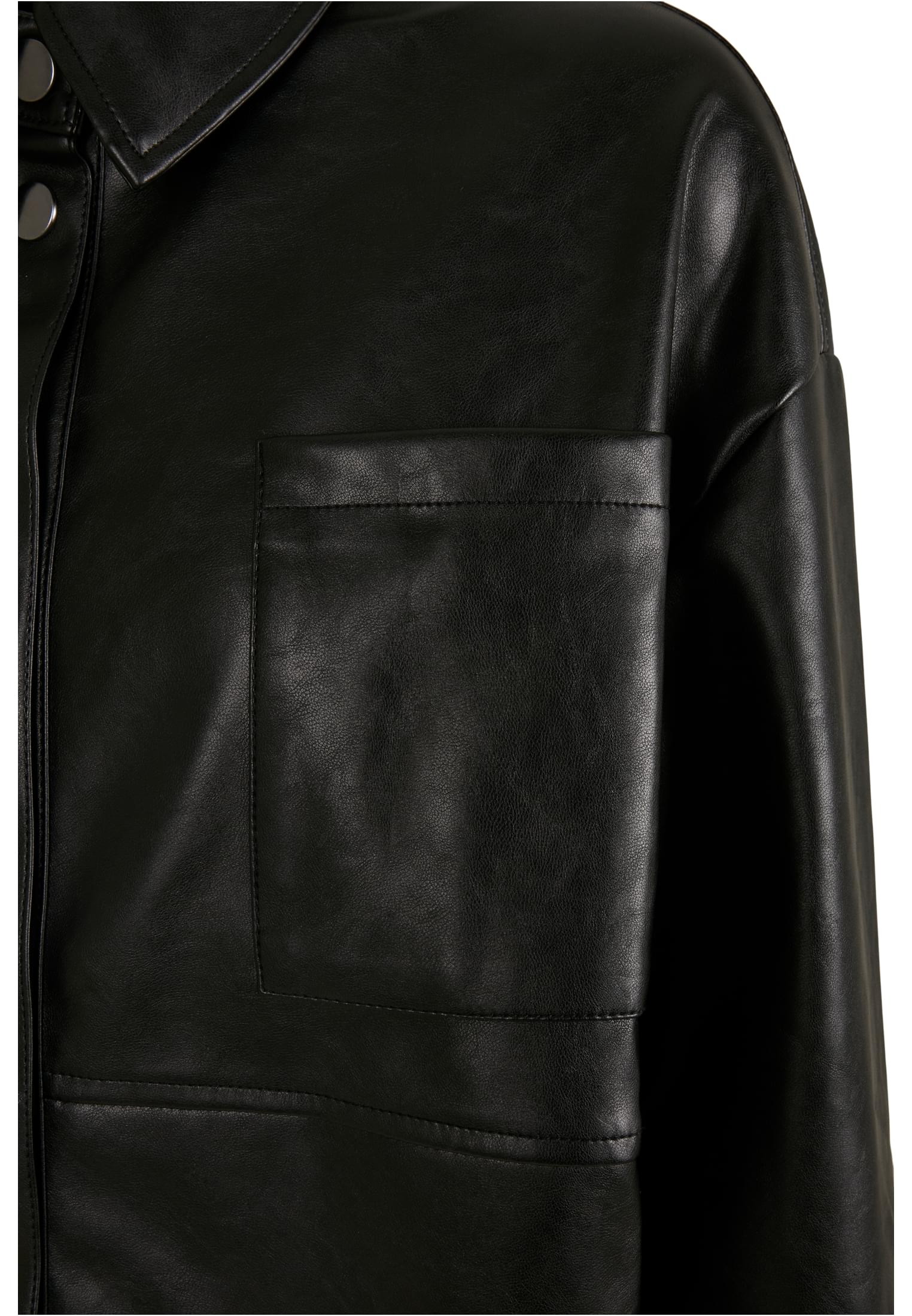 Ladies Faux Leather Overshirt black 3XL - variant image 9