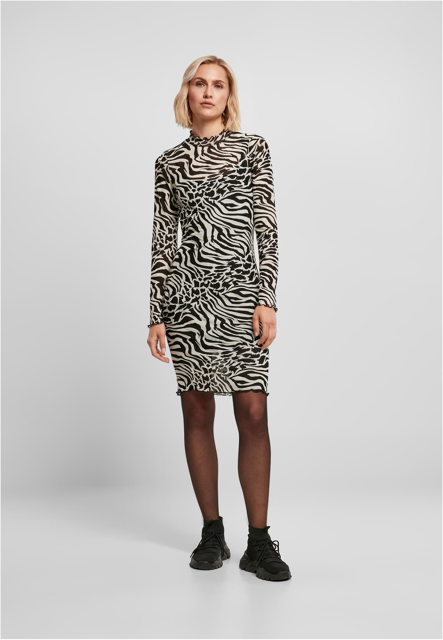 Ladies AOP Double Layer Dress white/black 3XL - variant image 4