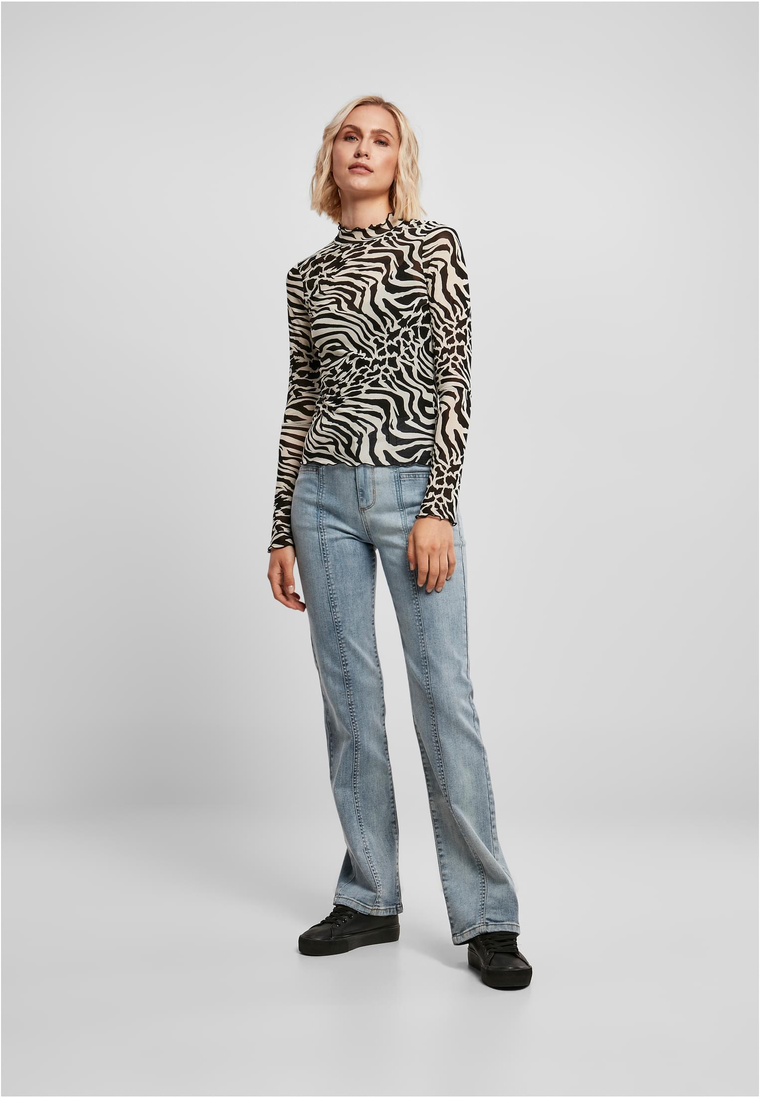 Femmes AOP Maille Col Rouche Longuette Blanc/Noir 3XL
 - variant image 4
