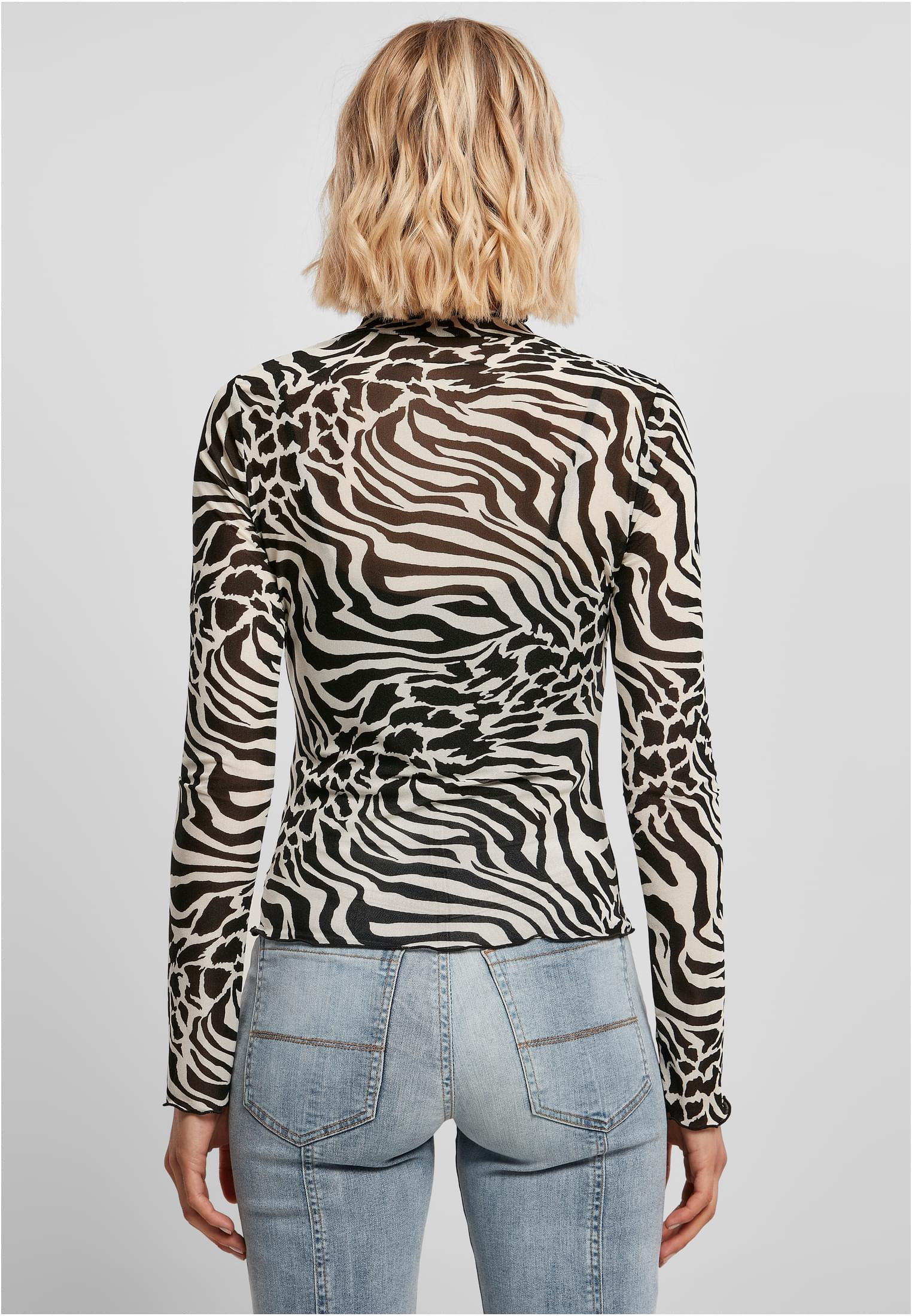 Femmes AOP Maille Col Rouche Longuette Blanc/Noir 3XL
 - variant image 2