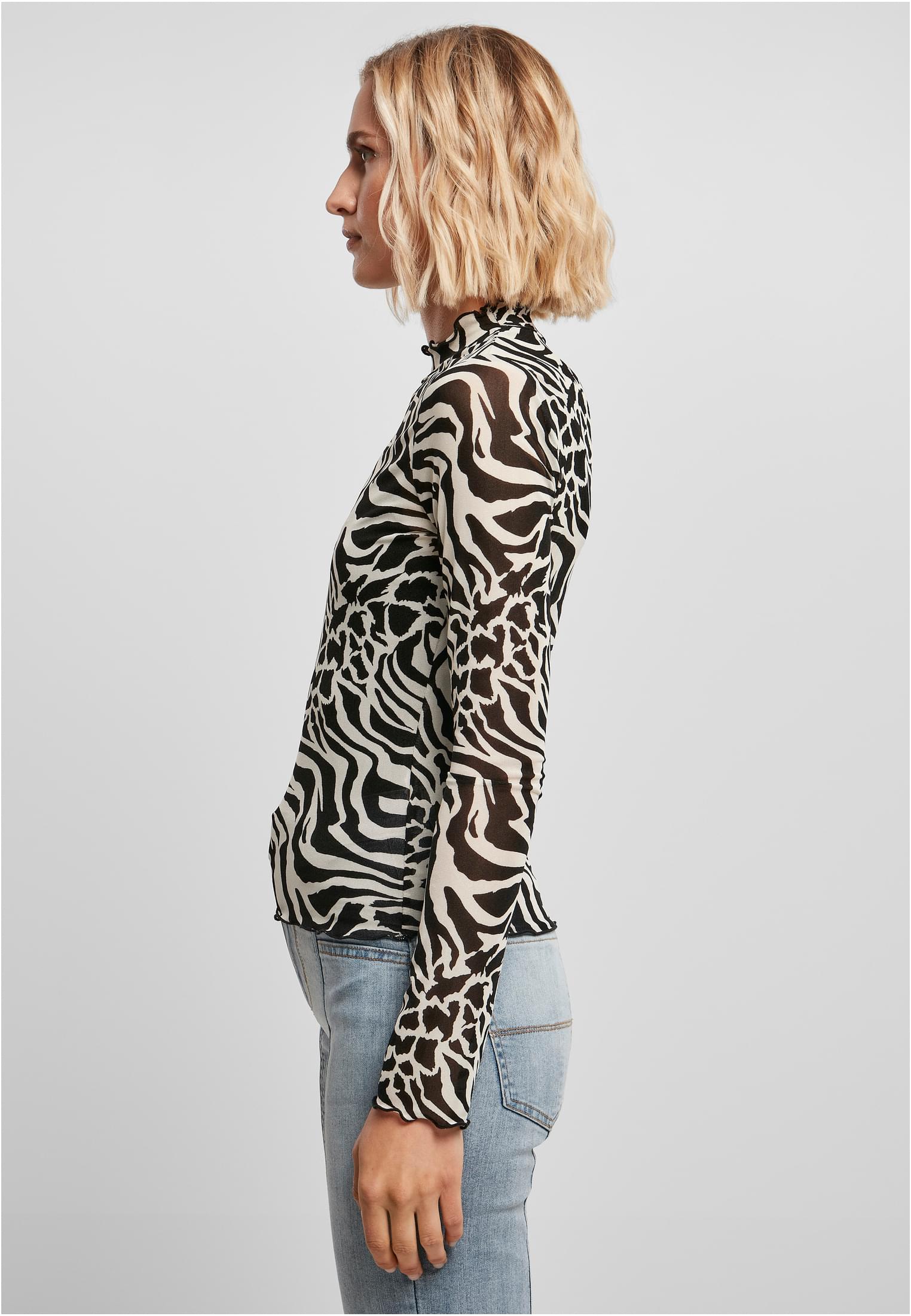 Femmes AOP Maille Col Rouche Longuette Blanc/Noir 3XL
 - variant image 1