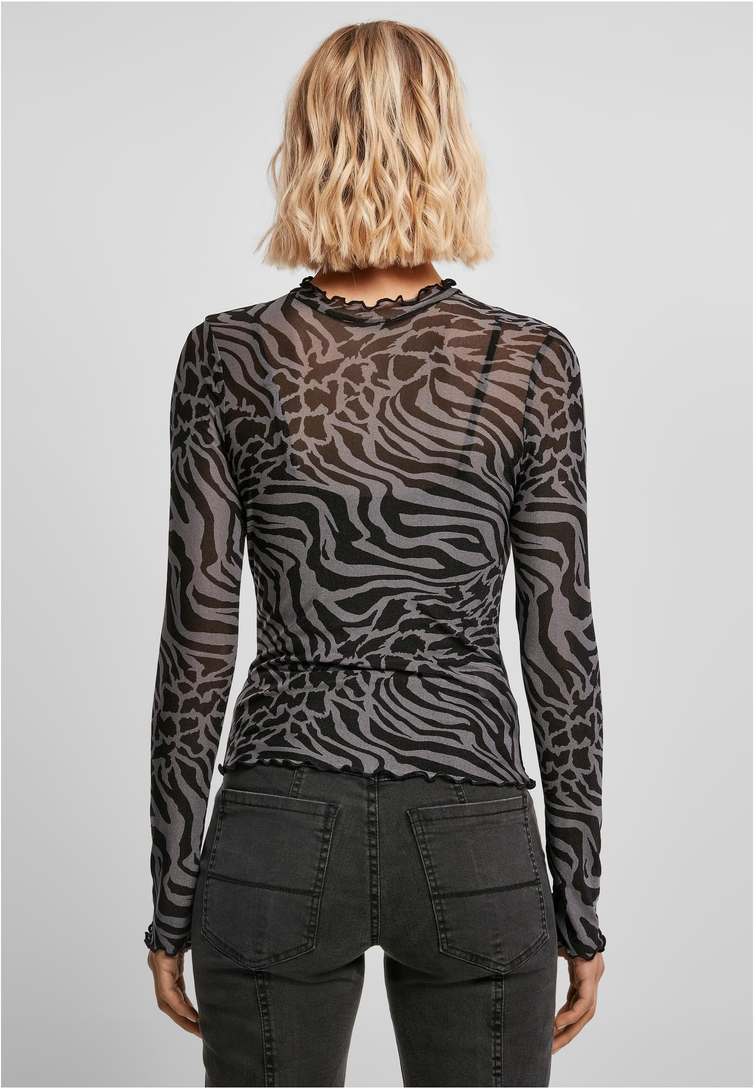 Femmes AOP Mesh Turtleneck Longsleeve asphalte/noir 3XL
 - variant image 2
