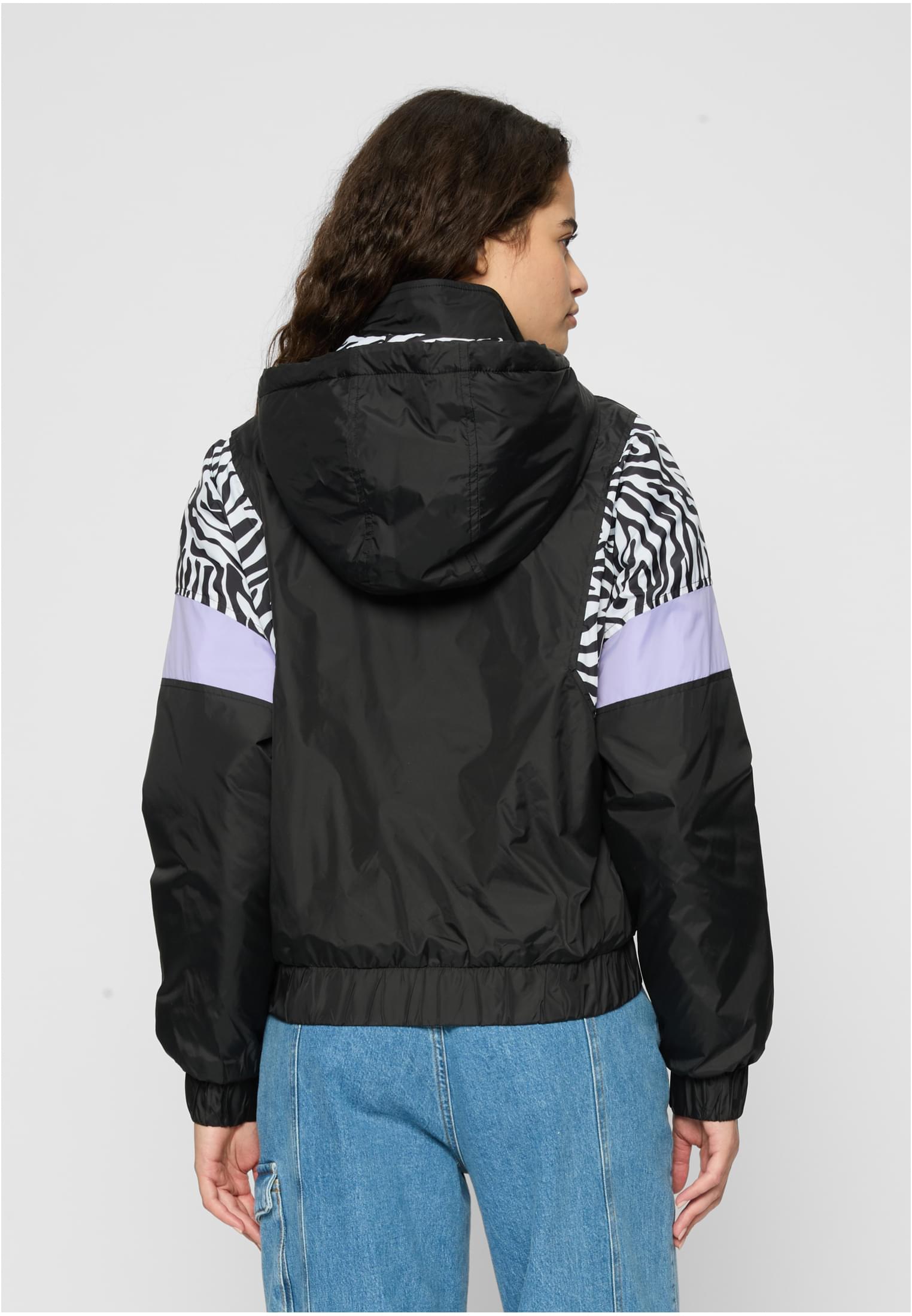 Ladies AOP Mixed Pull Over Jacket black/zebra 3XL - variant image 1