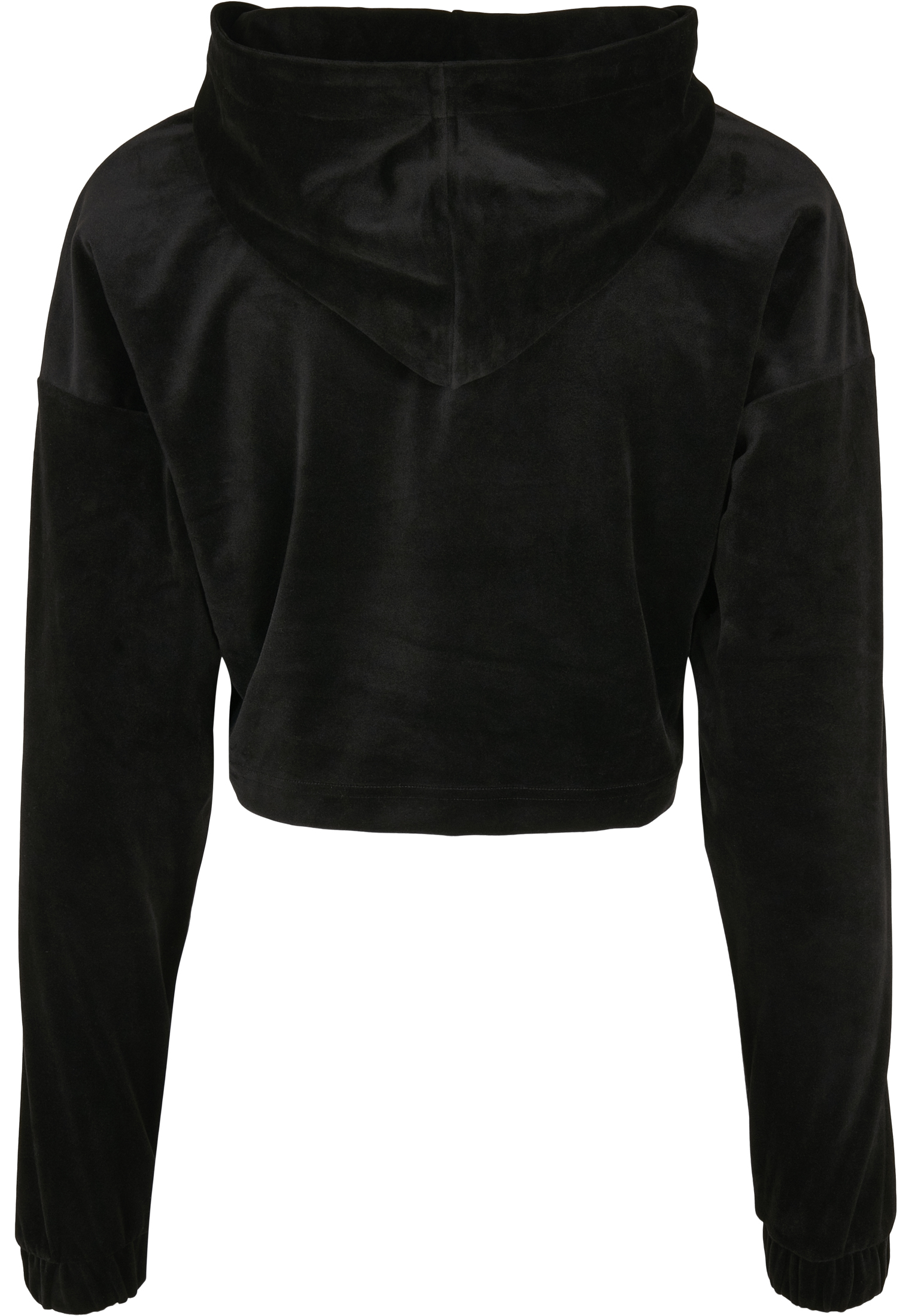 Ladies Cropped Velvet Oversized Hoody black 3XL - variant image 6
