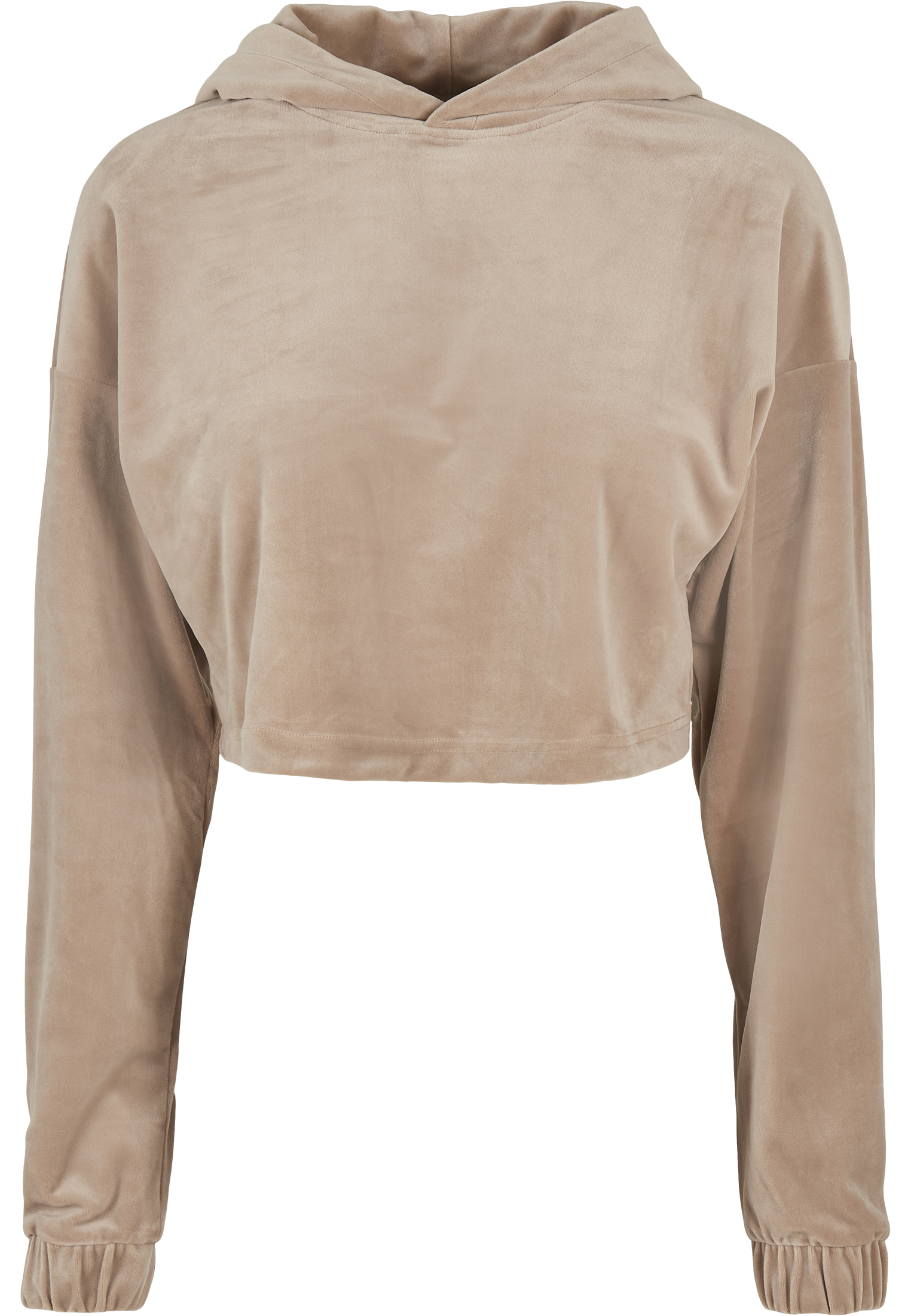 Ladies Cropped Velvet Oversized Hoody softtaupe 3XL - variant image 5