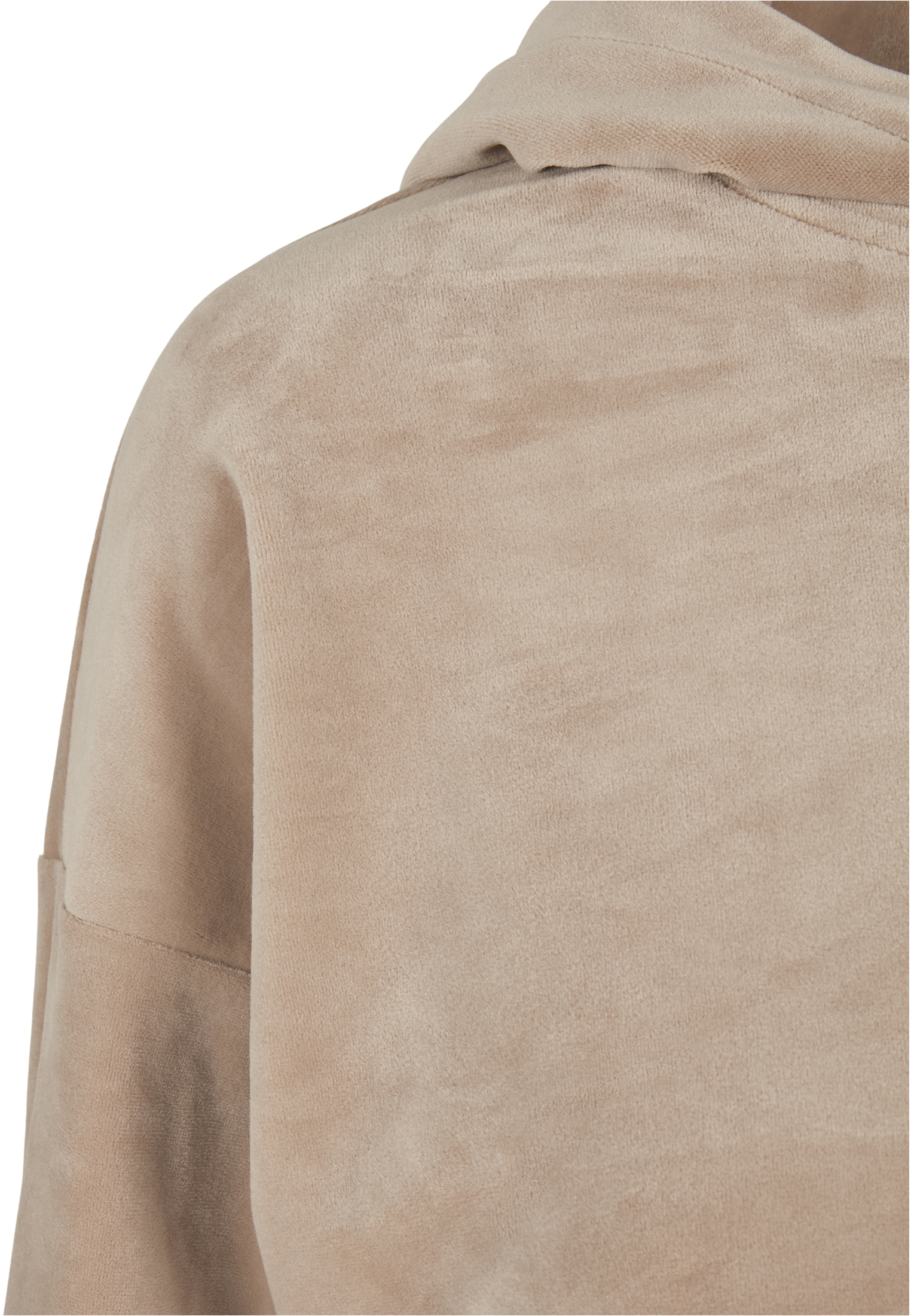 Ladies Cropped Velvet Oversized Hoody softtaupe 3XL - variant image 8