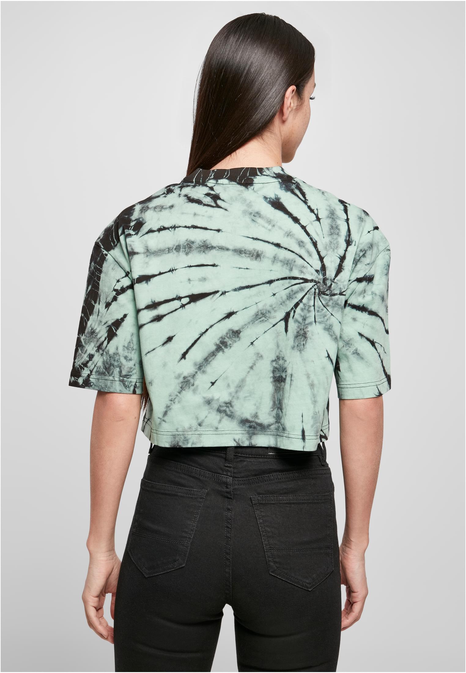 Ladies Oversized Cropped Tie Dye Tee black/ghostgreen 3XL - variant image 2