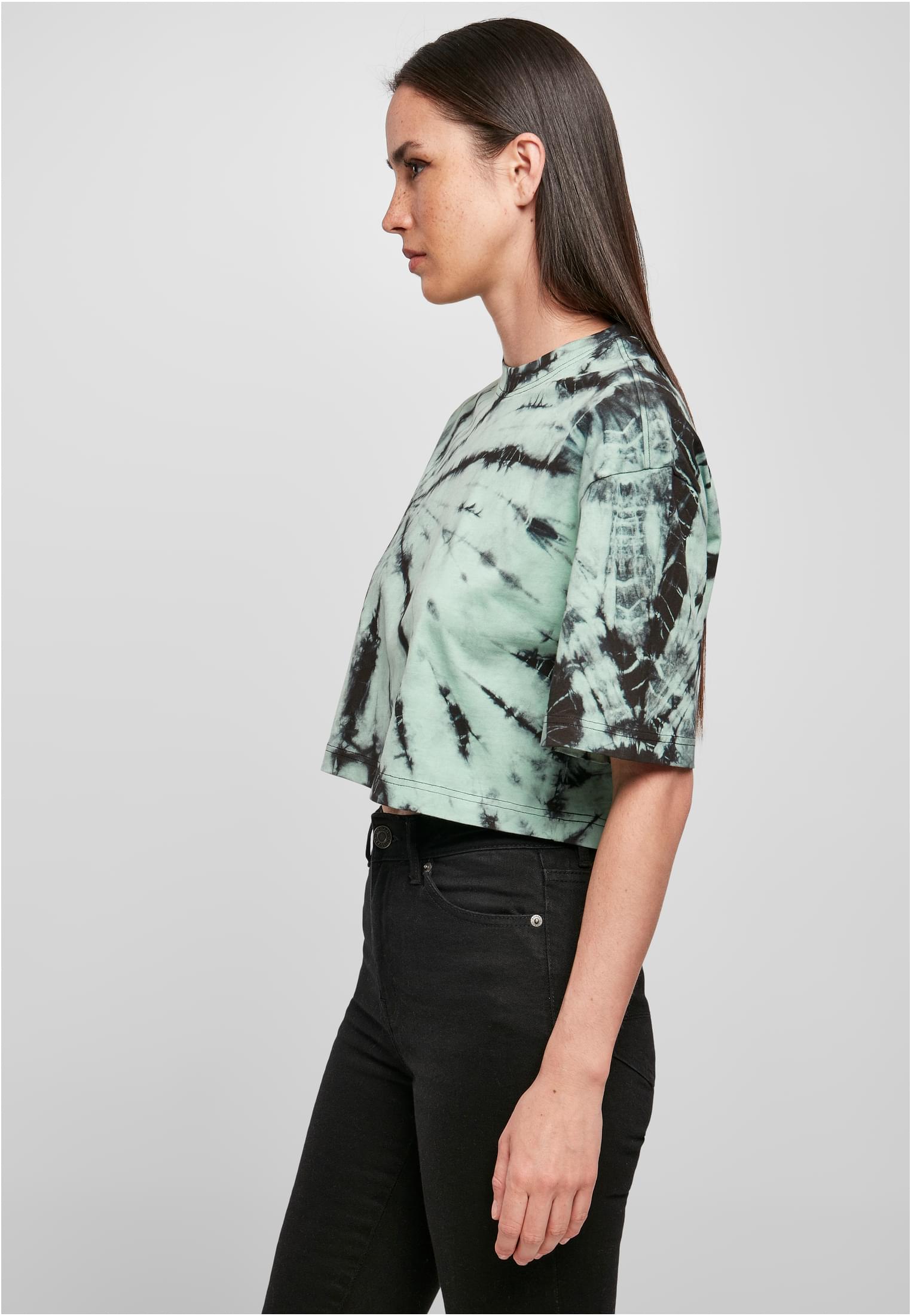 Ladies Oversized Cropped Tie Dye Tee black/ghostgreen 3XL - variant image 1