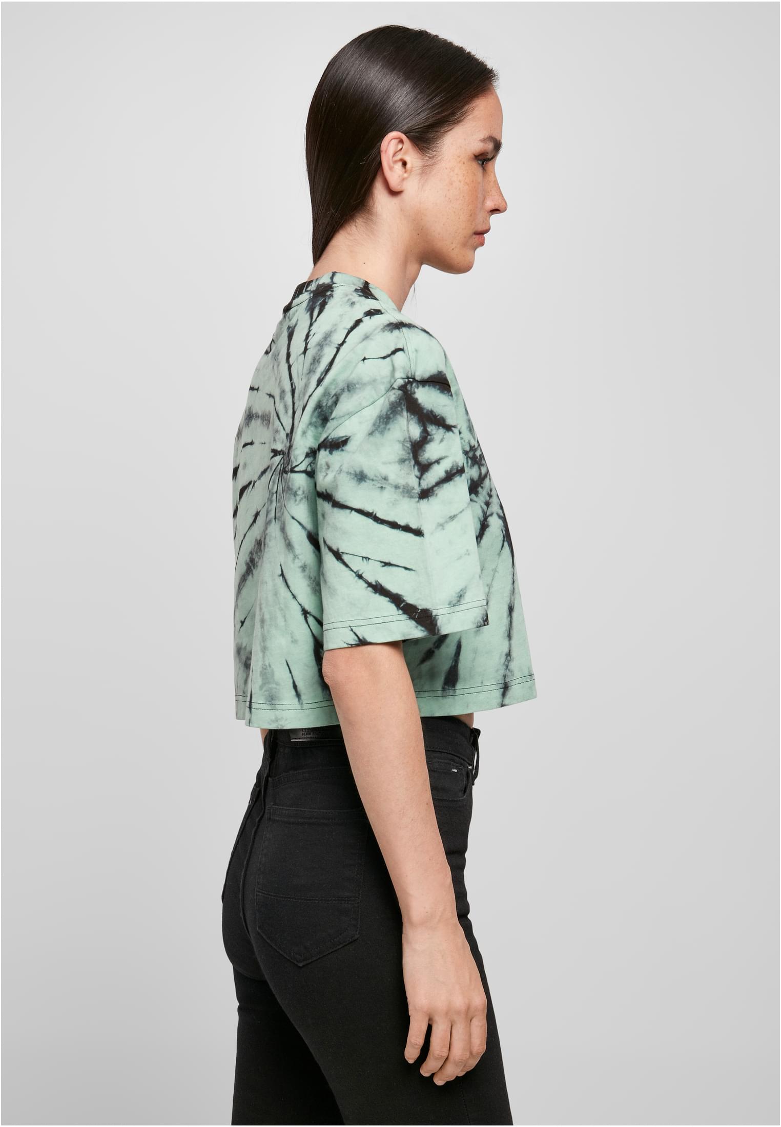 Ladies Oversized Cropped Tie Dye Tee black/ghostgreen 3XL - variant image 3