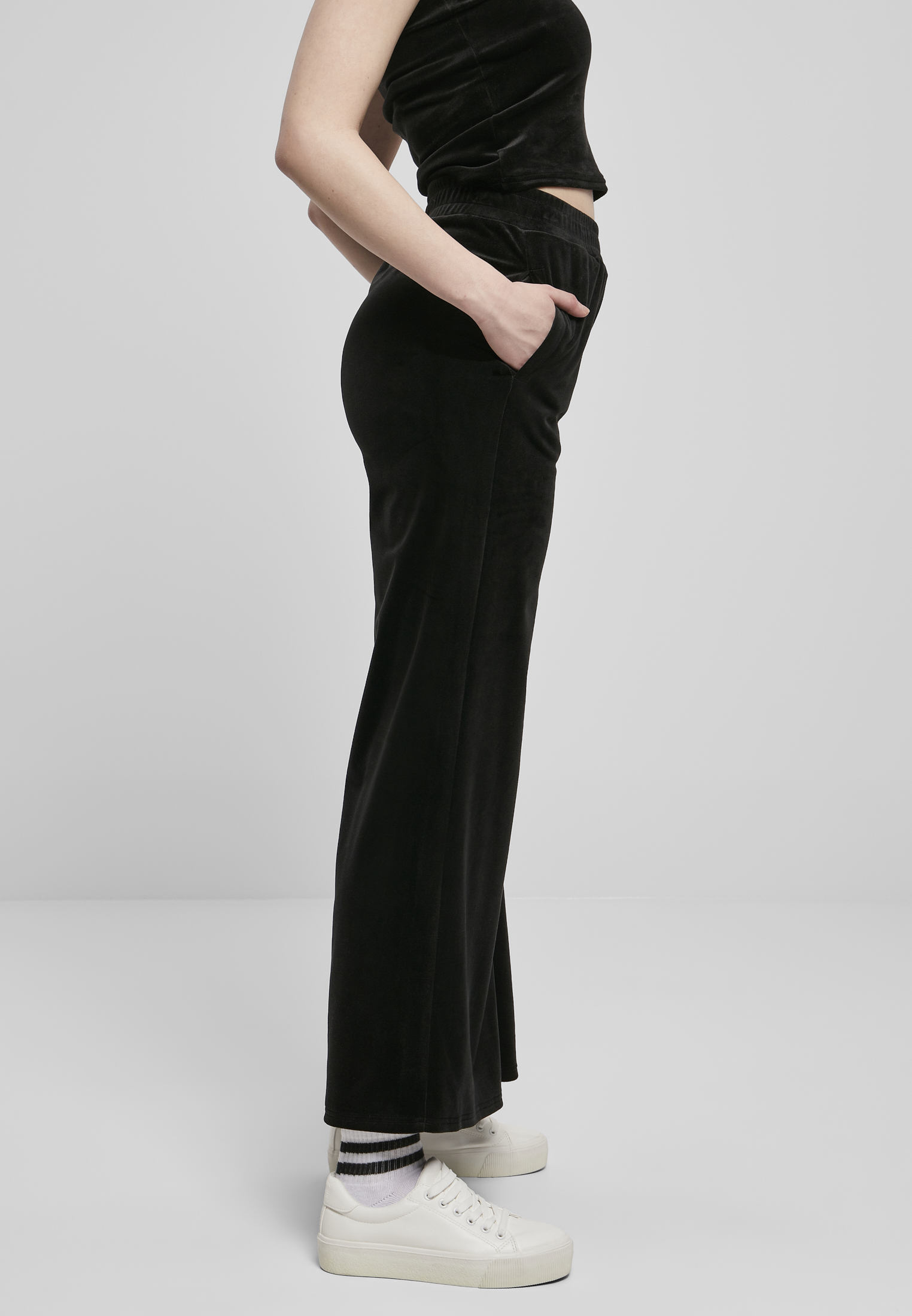 Ladies High Waist Straight Velvet Sweatpants black 3XL - variant image 3