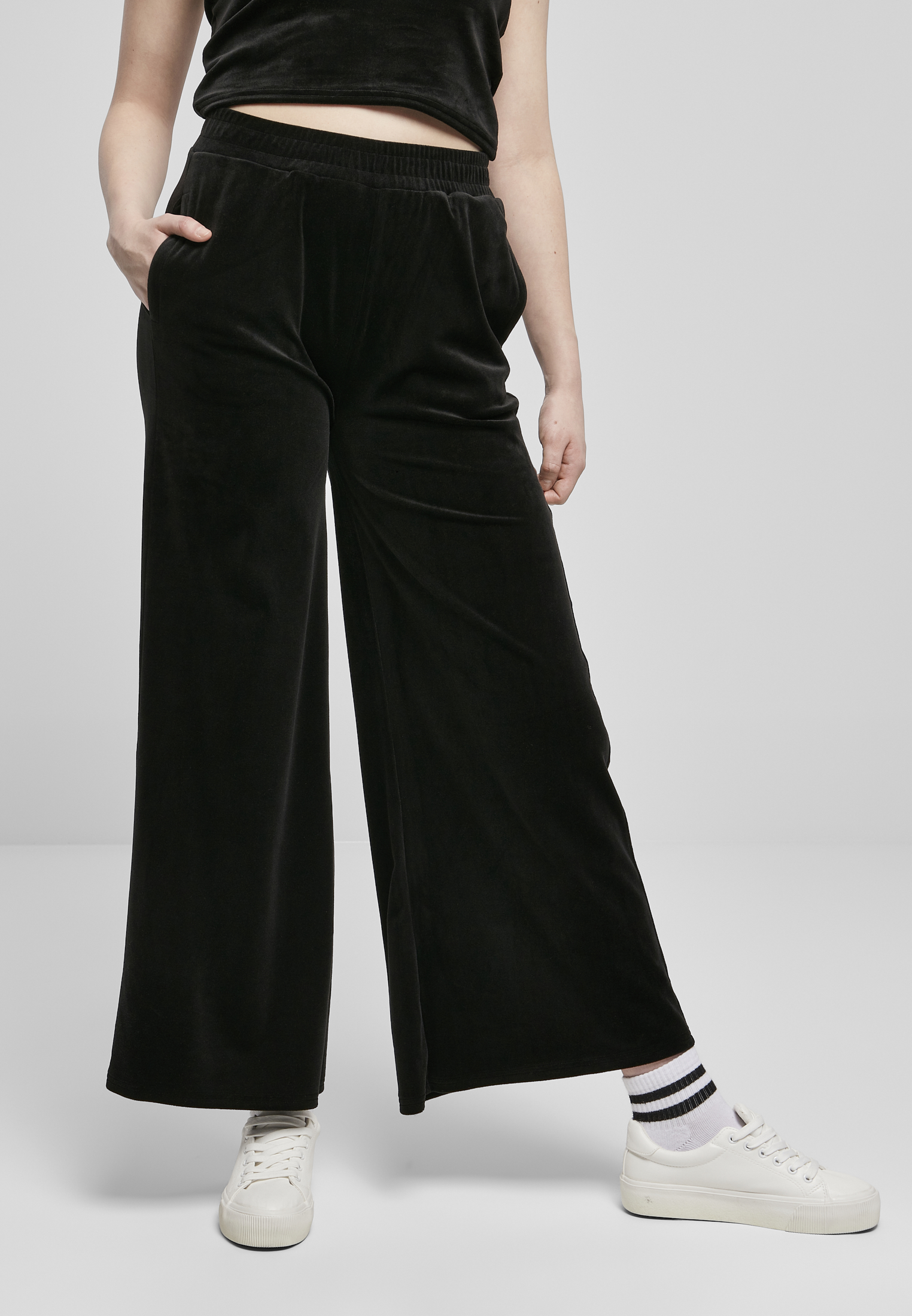 Ladies High Waist Straight Velvet Sweatpants black 3XL - alternate variant 1