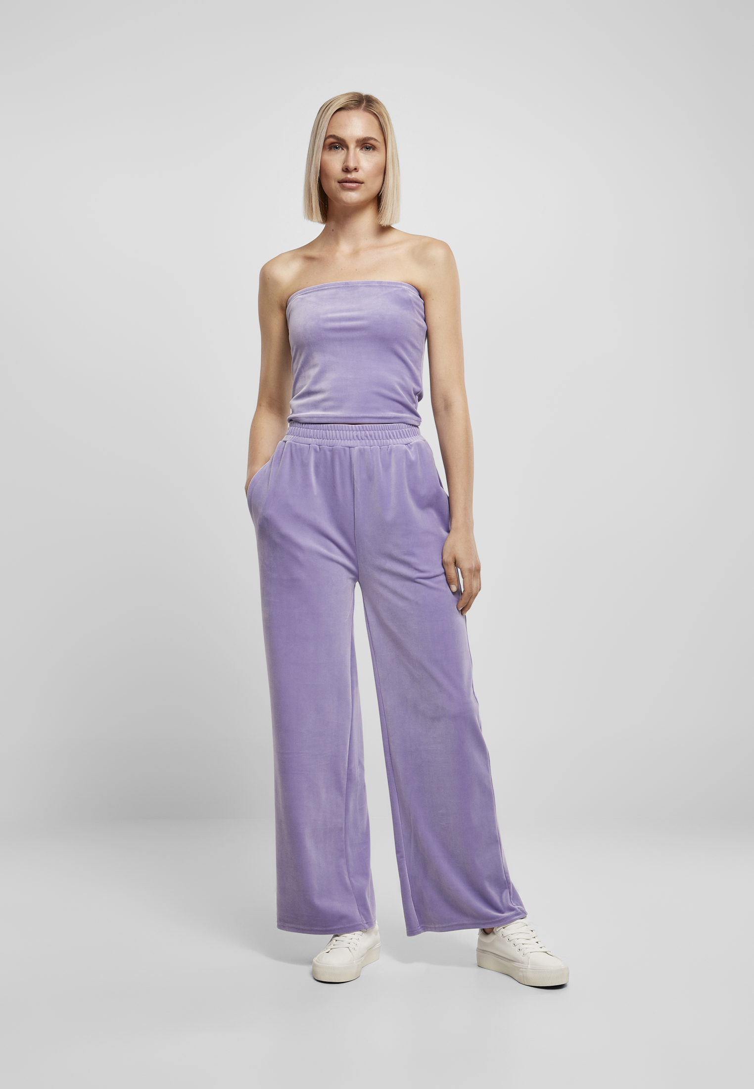 Ladies High Waist Straight Velvet Sweatpants lavender 3XL - variant image 4