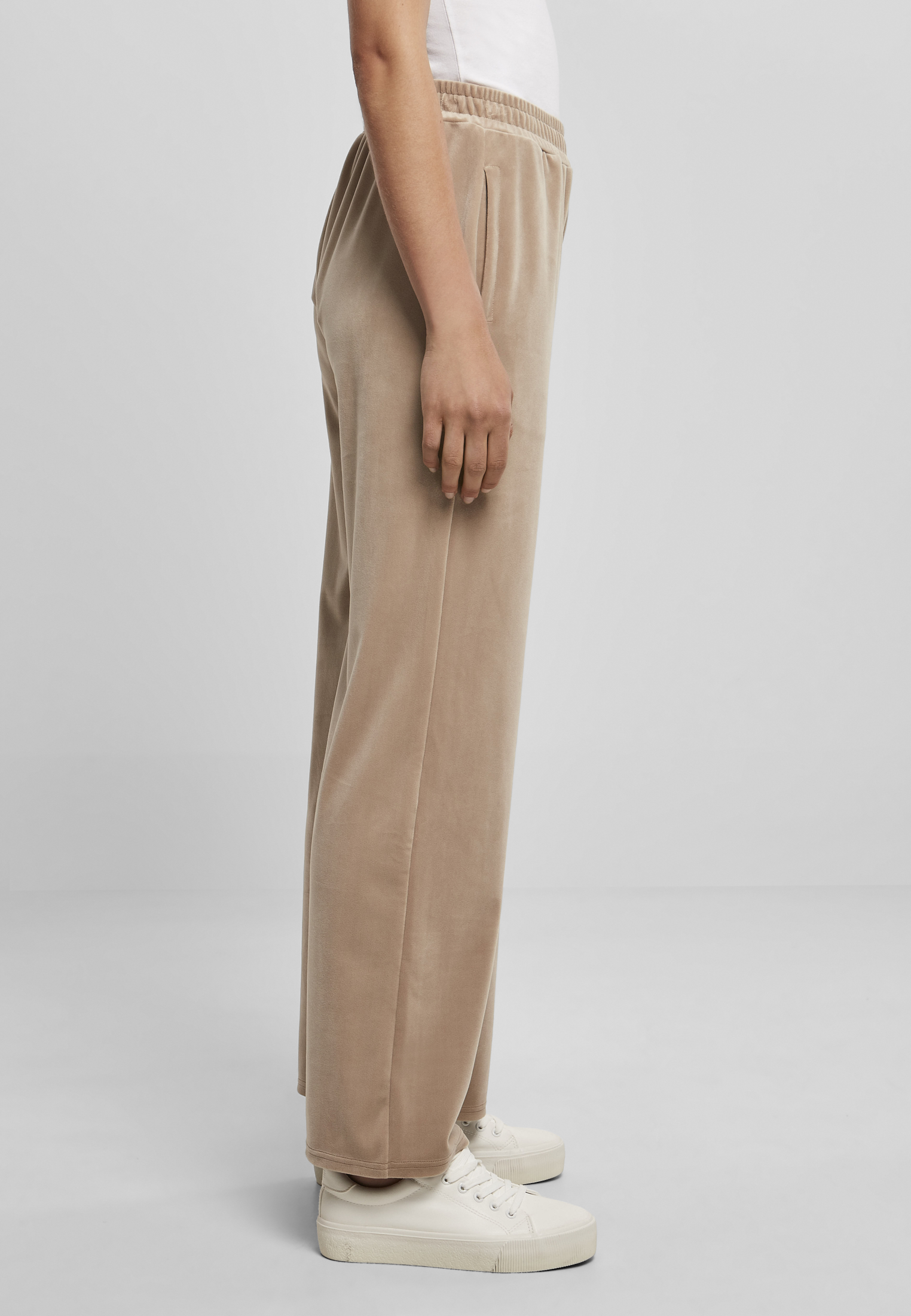 Ladies High Waist Straight Velvet Sweatpants softtaupe 3XL - variant image 3