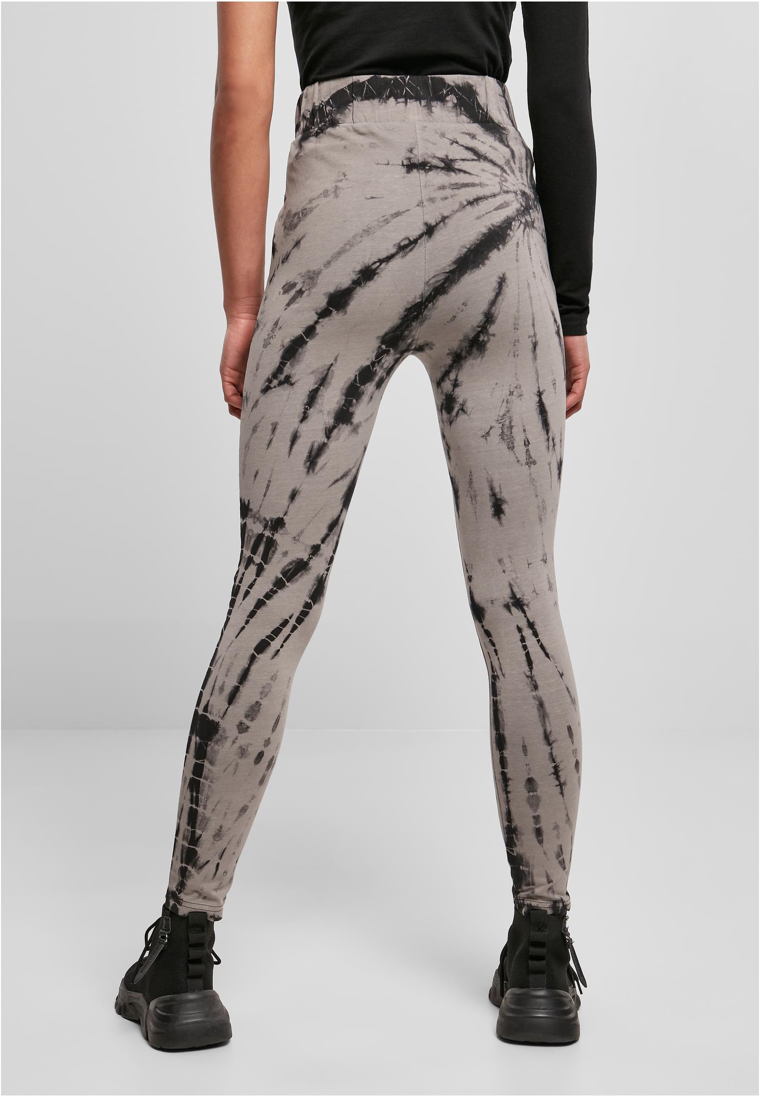 Ladies Cotton Tie Dye High Waist Leggings black/asphalt 3XL - variant image 2