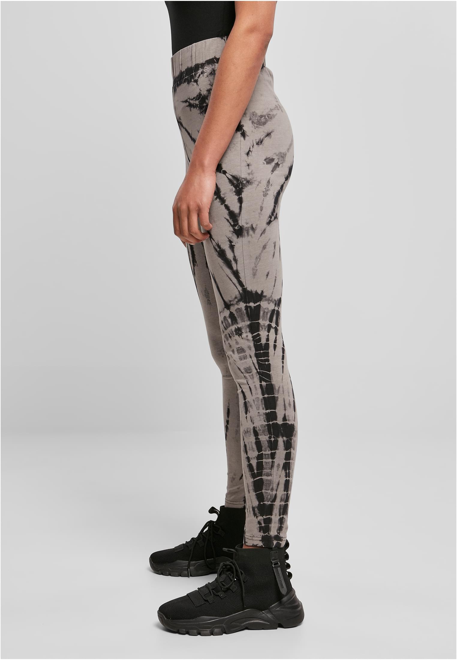 Ladies Cotton Tie Dye High Waist Leggings black/asphalt 3XL - variant image 1