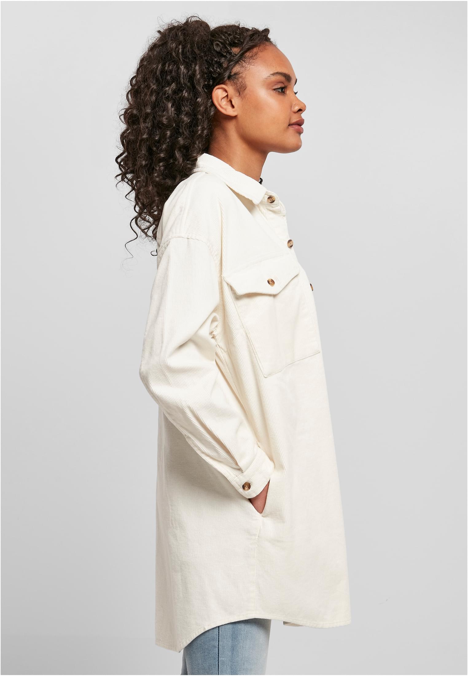 Ladies Long Corduroy Overshirt whitesand 3XL - variant image 3
