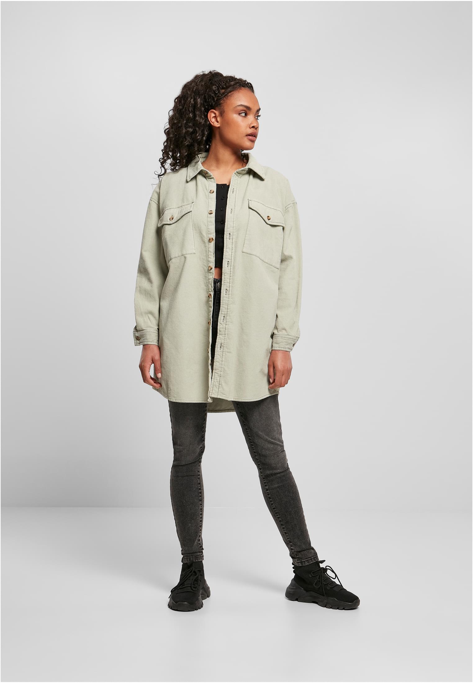 Ladies Long Corduroy Overshirt softsalvia 3XL - variant image 4