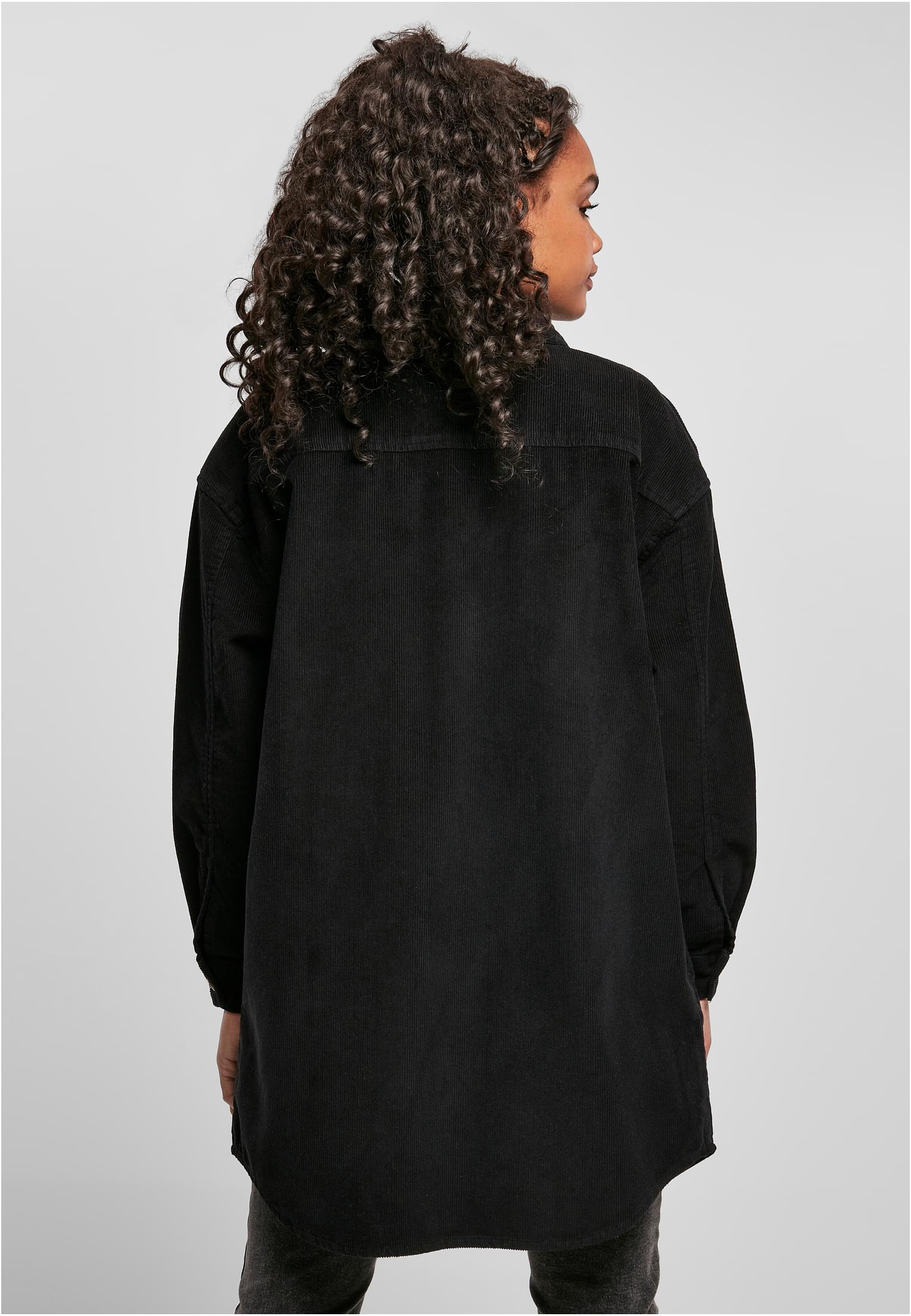 Ladies Long Corduroy Overshirt black 3XL - variant image 2
