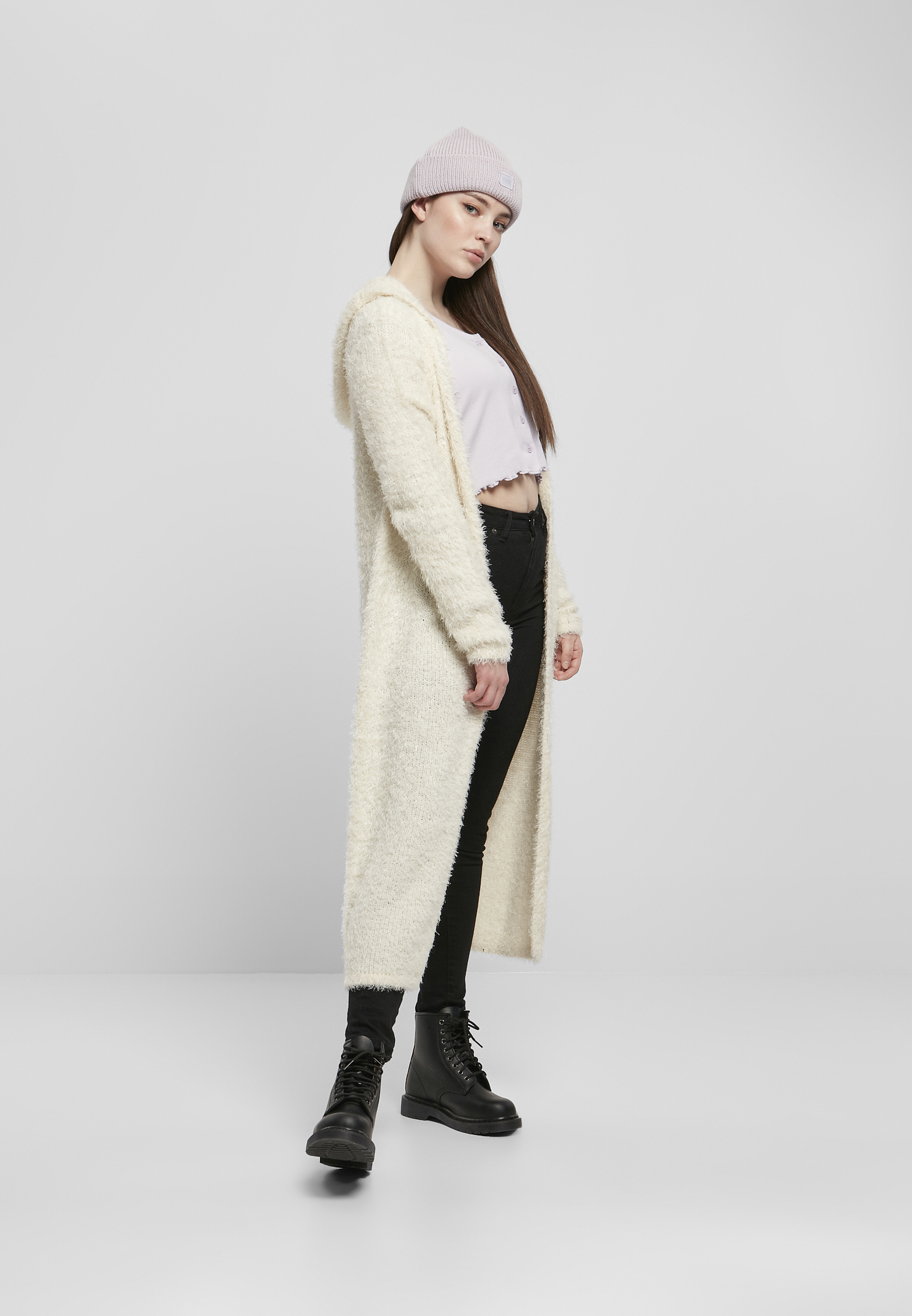 Ladies Hooded Feather Cardigan whitesand 3XL - variant image 4