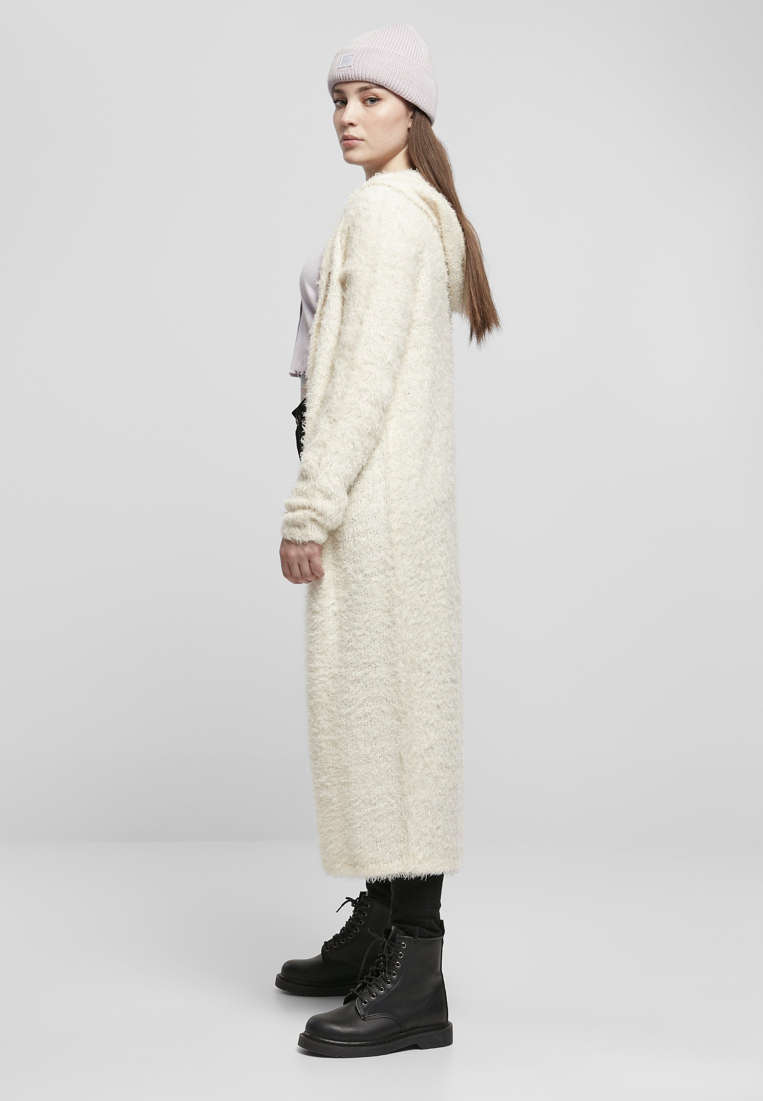 Ladies Hooded Feather Cardigan whitesand 3XL - variant image 1