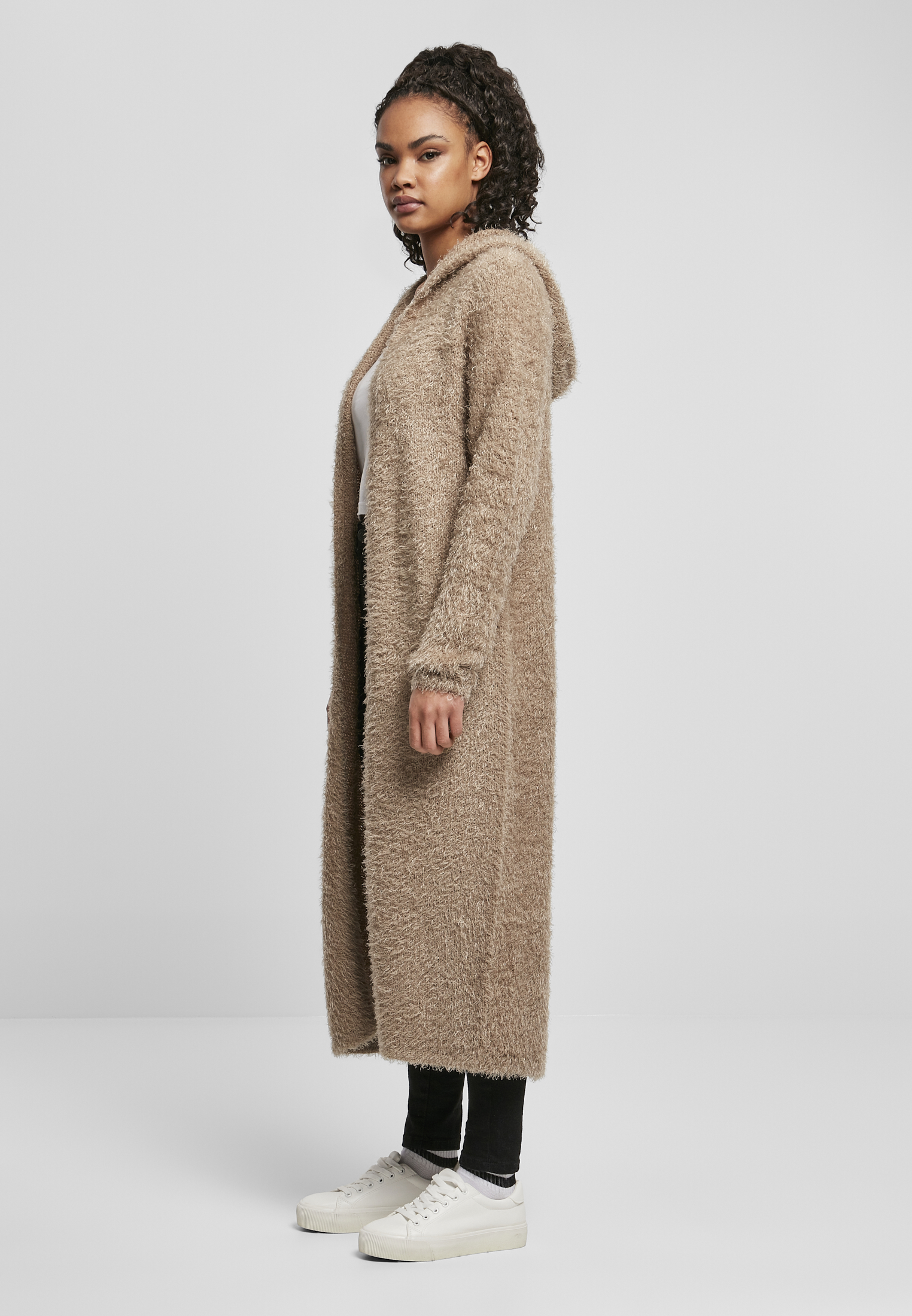 Ladies Hooded Feather Cardigan softtaupe 3XL - variant image 1