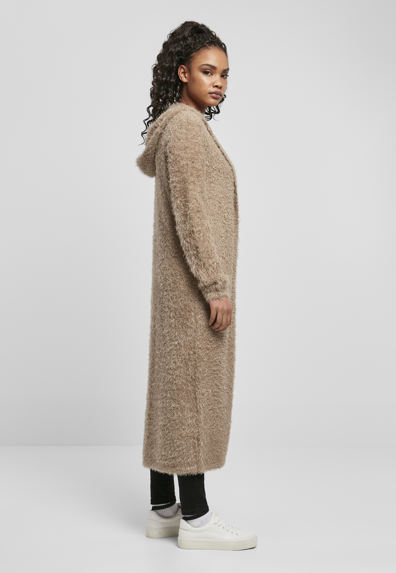 Ladies Hooded Feather Cardigan softtaupe 3XL - variant image 3