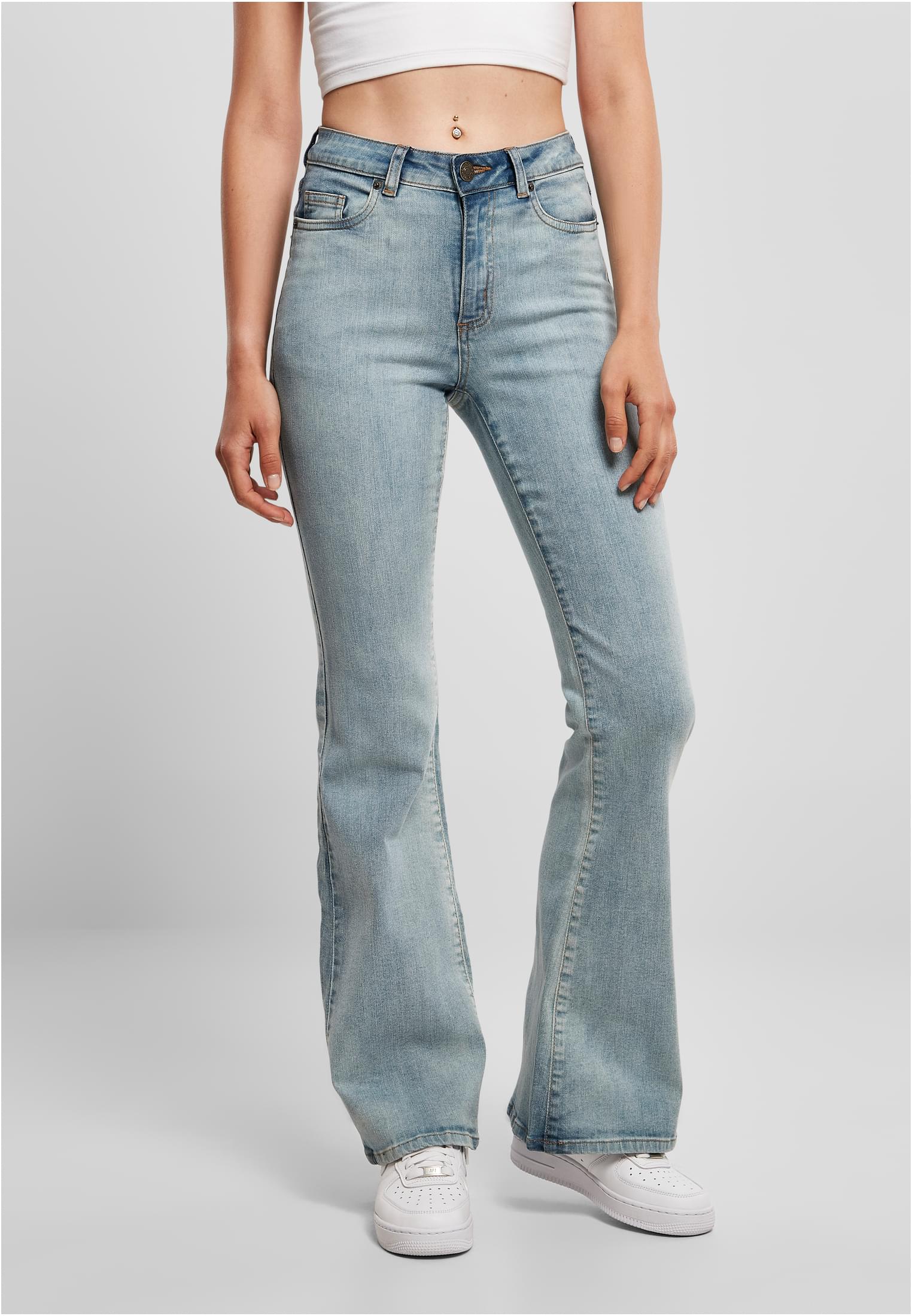 Ladies High Waist Flared Denim Pants tinted light blue washed 26 - alternate variant 3