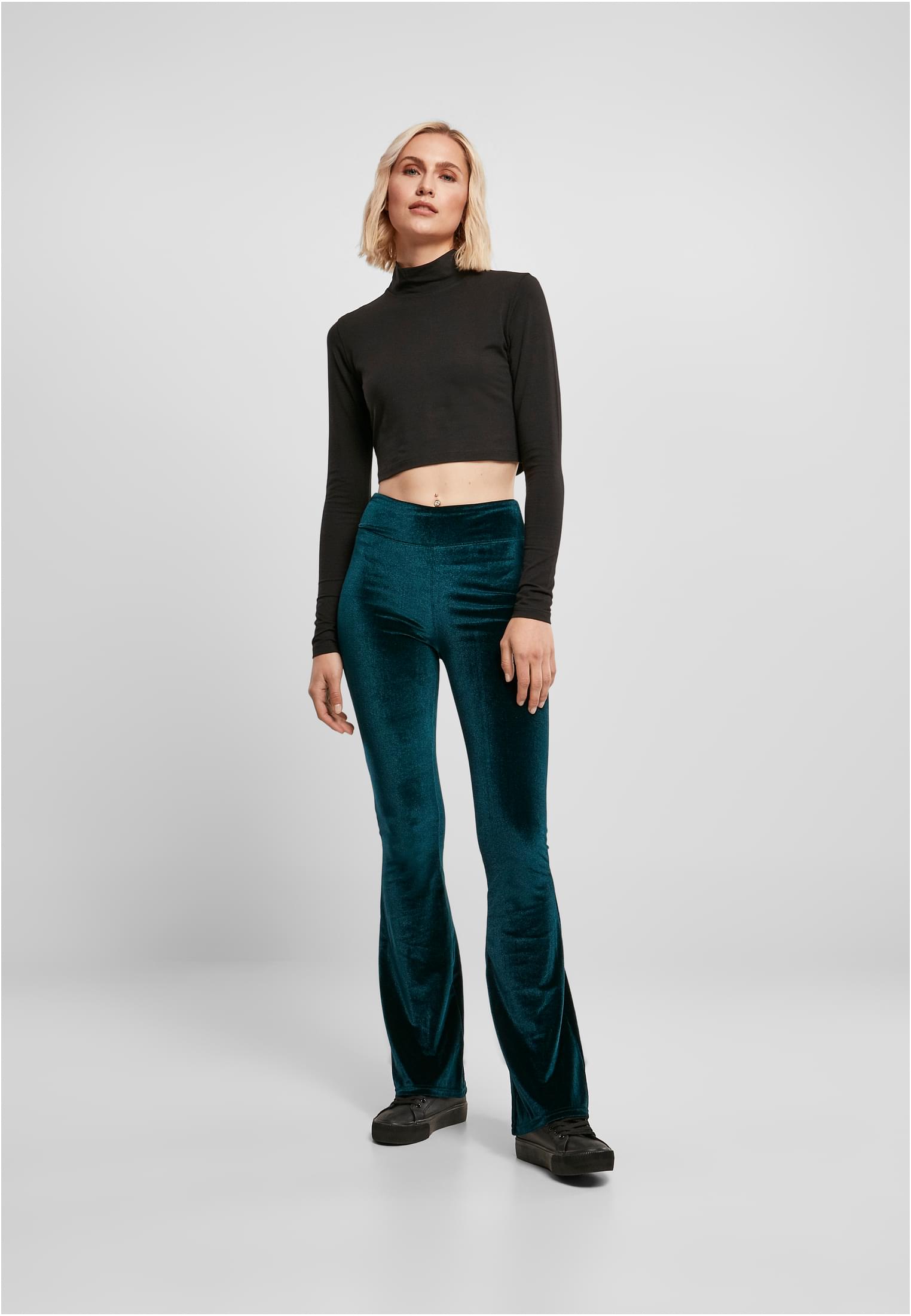 女性 高腰 绒面 靴型 紧身裤  teal 3XL
 - variant image 4