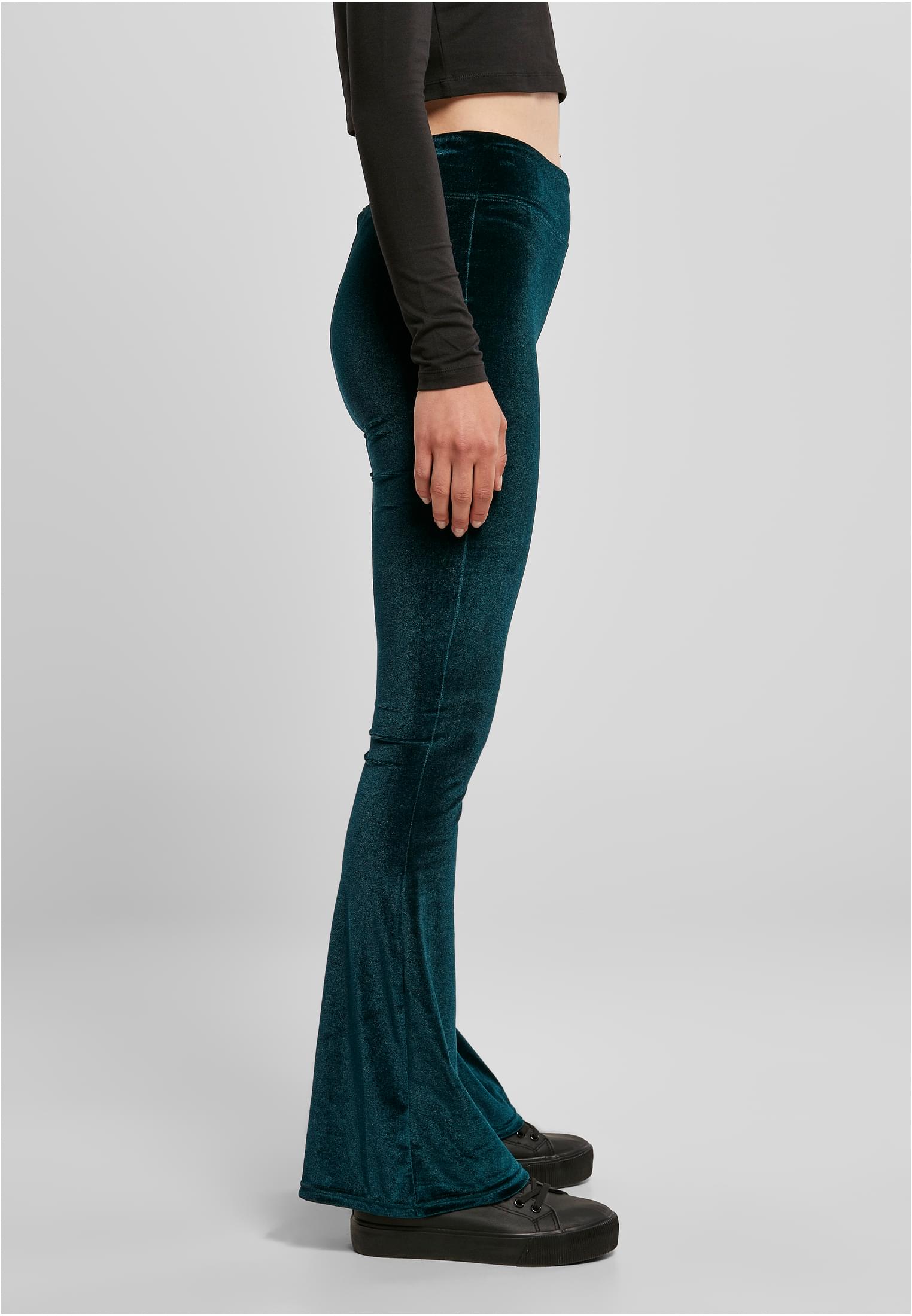 女性 高腰 绒面 靴型 紧身裤  teal 3XL
 - variant image 3