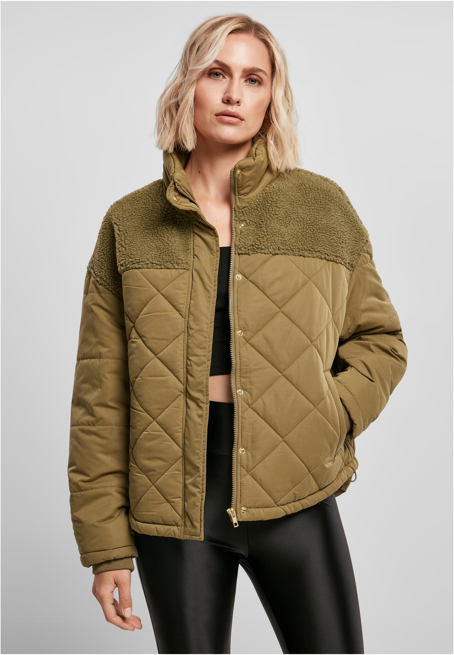 Ladies Oversized Diamond Quilt Puffer Jacket tiniolive 3XL - alternate variant 2