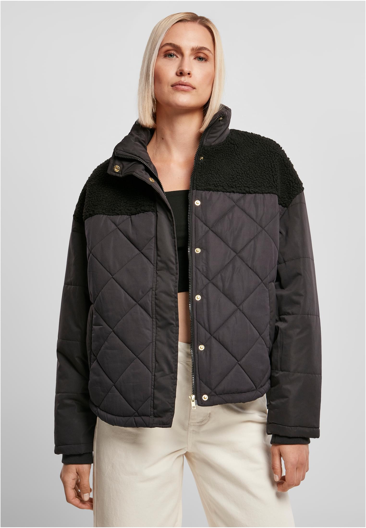 Ladies Oversized Diamond Quilt Puffer Jacket black 3XL - alternate variant 1