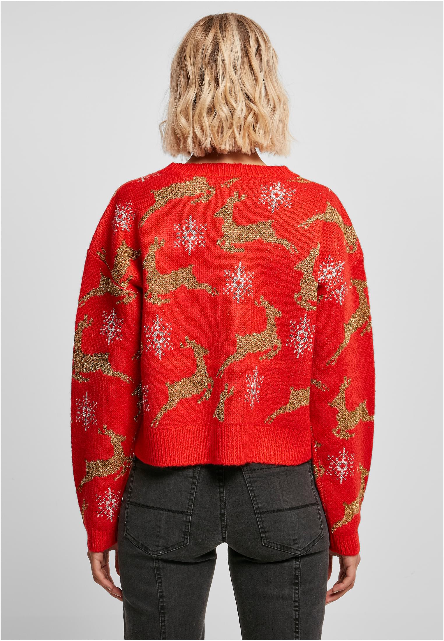 Ladies Short Oversized Christmas Cardigan red/gold 3XL - variant image 2