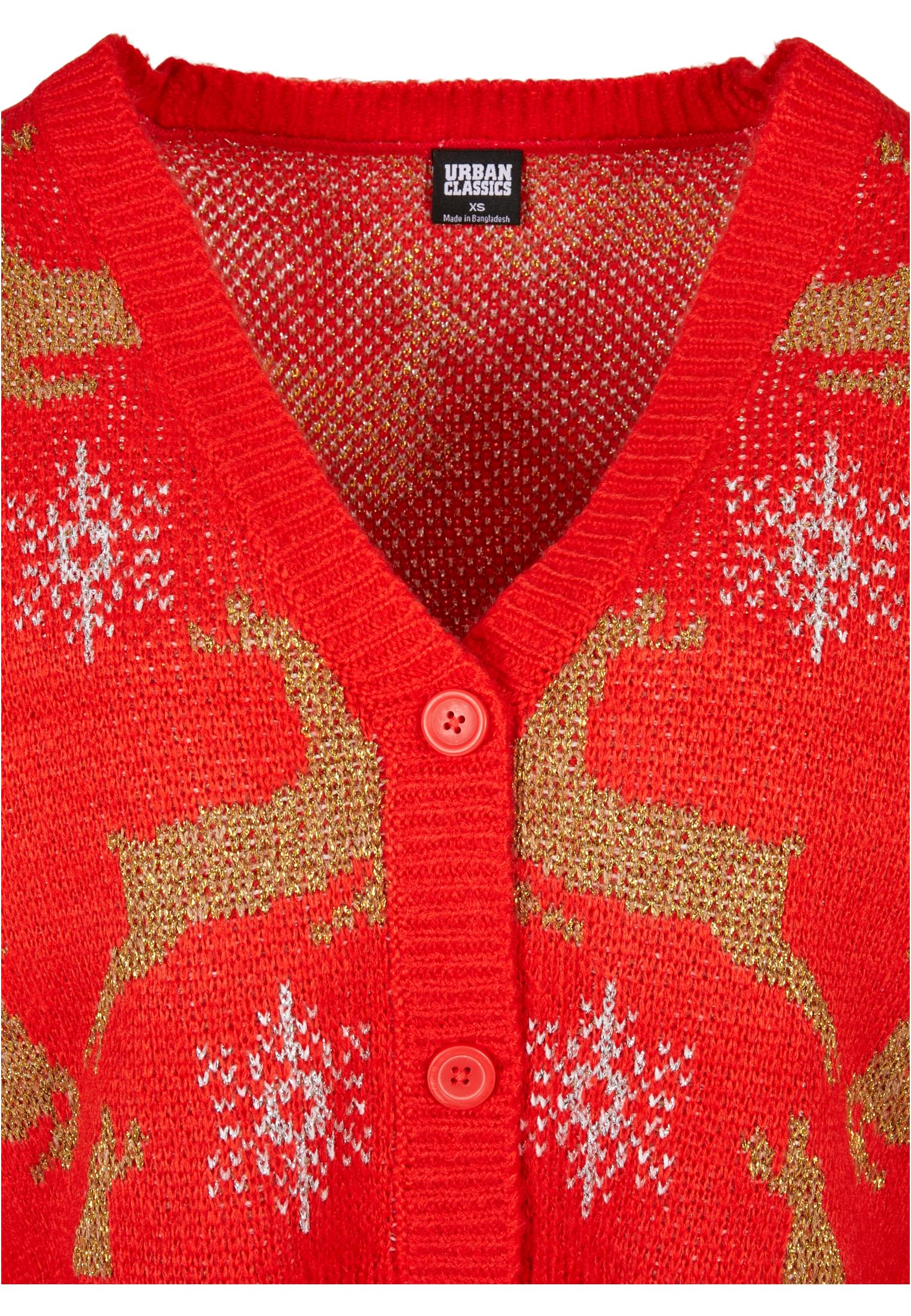 Ladies Short Oversized Christmas Cardigan red/gold 3XL - variant image 7