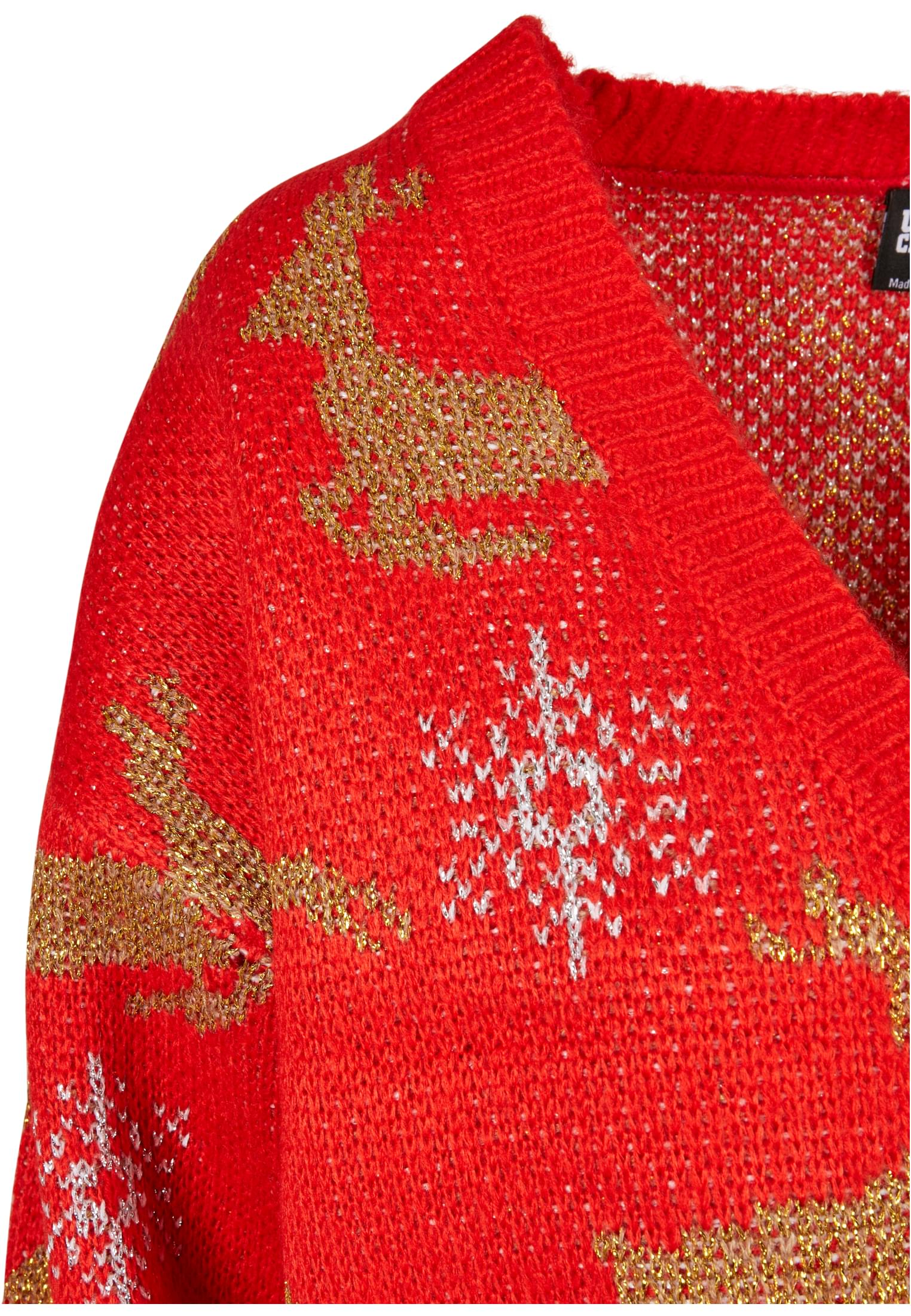 Ladies Short Oversized Christmas Cardigan red/gold 3XL - variant image 8