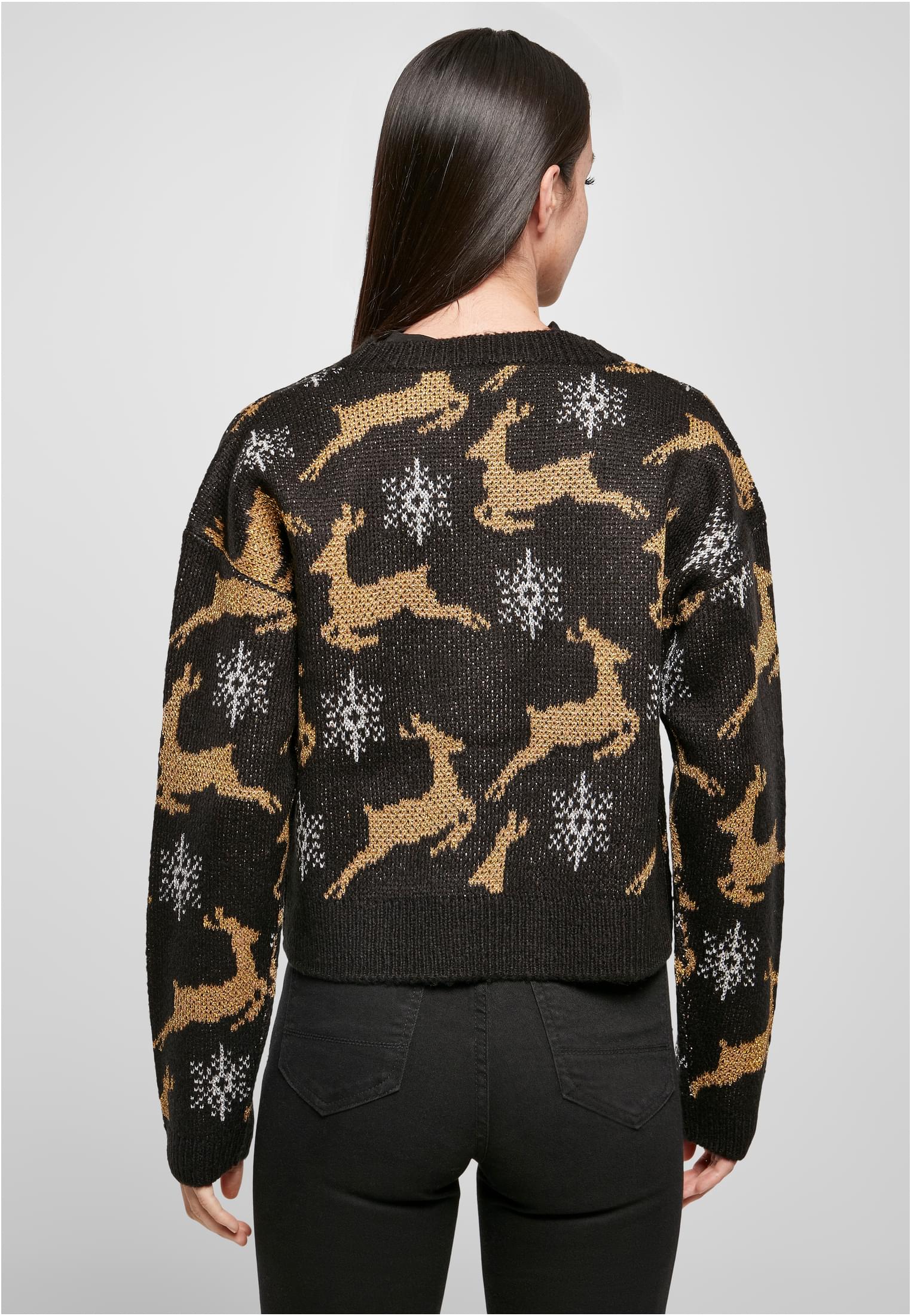Ladies Short Oversized Christmas Cardigan black/gold 3XL - variant image 2