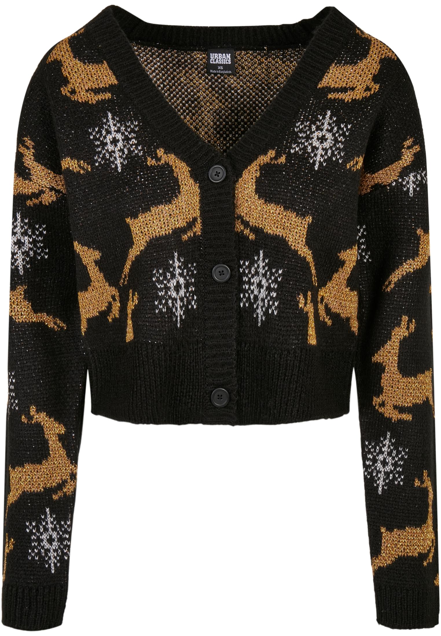 Ladies Short Oversized Christmas Cardigan black/gold 3XL - variant image 5