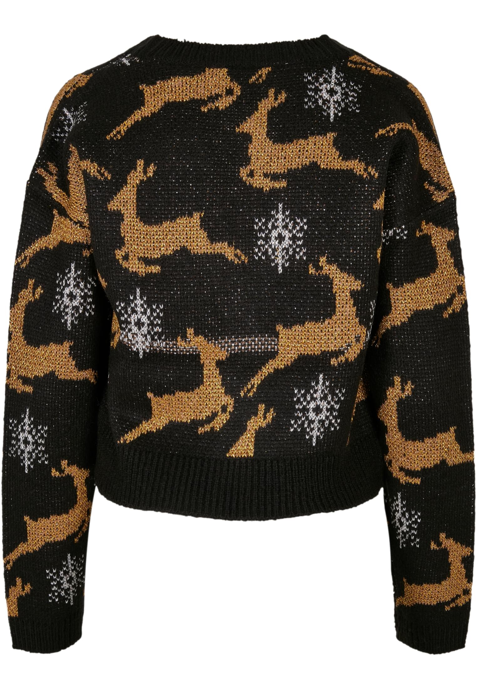 Ladies Short Oversized Christmas Cardigan black/gold 3XL - variant image 6