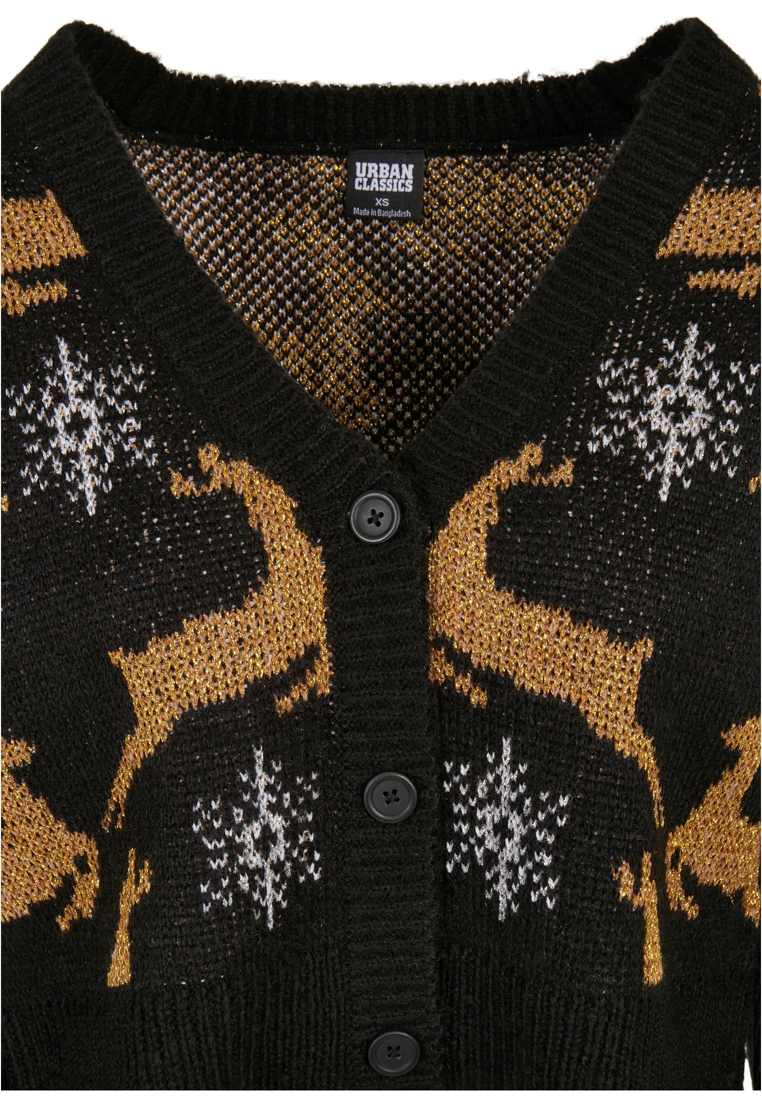 Ladies Short Oversized Christmas Cardigan black/gold 3XL - variant image 7