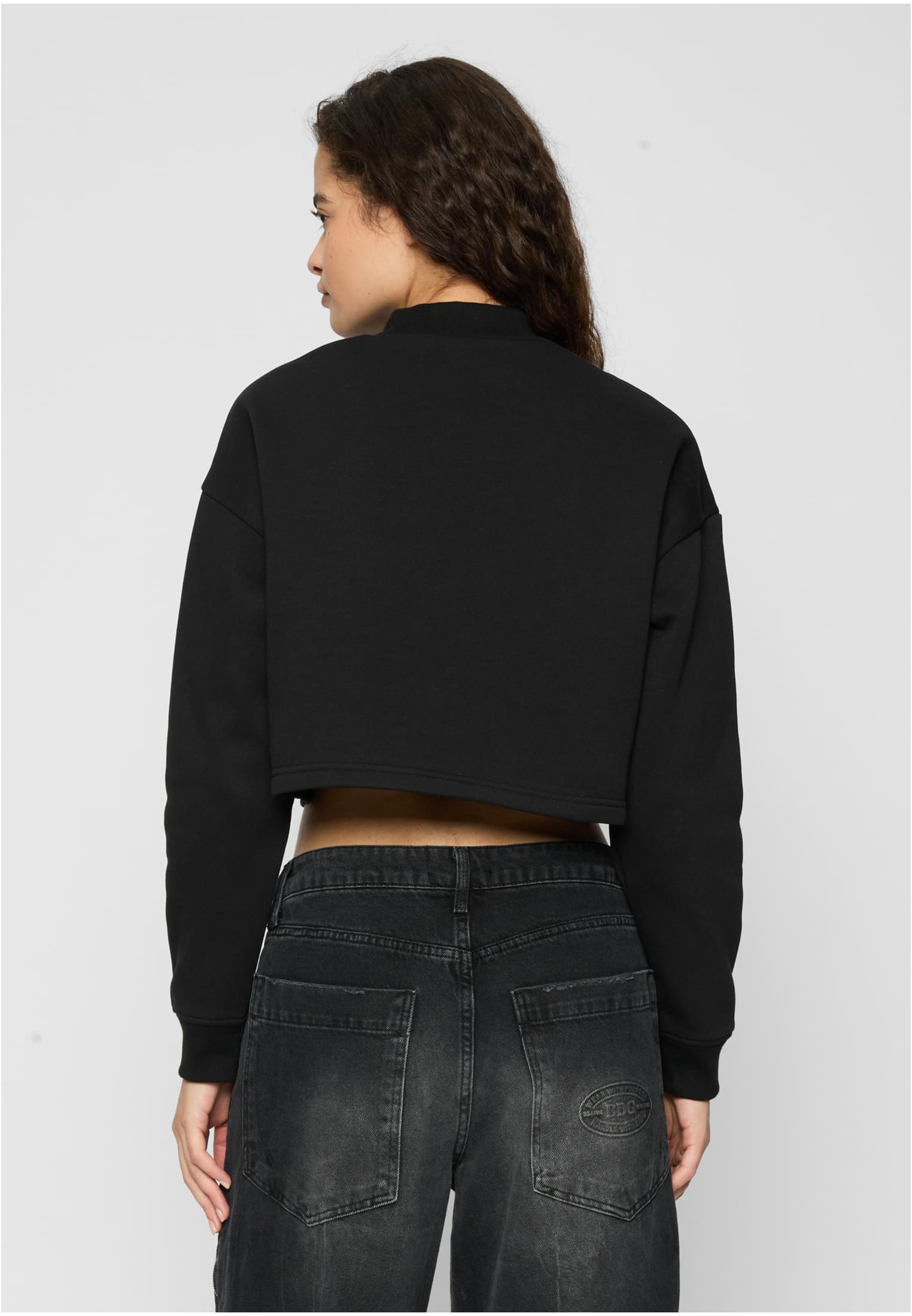 Ladies Cropped Oversized Sweat High Neck Crew black 3XL - variant image 1