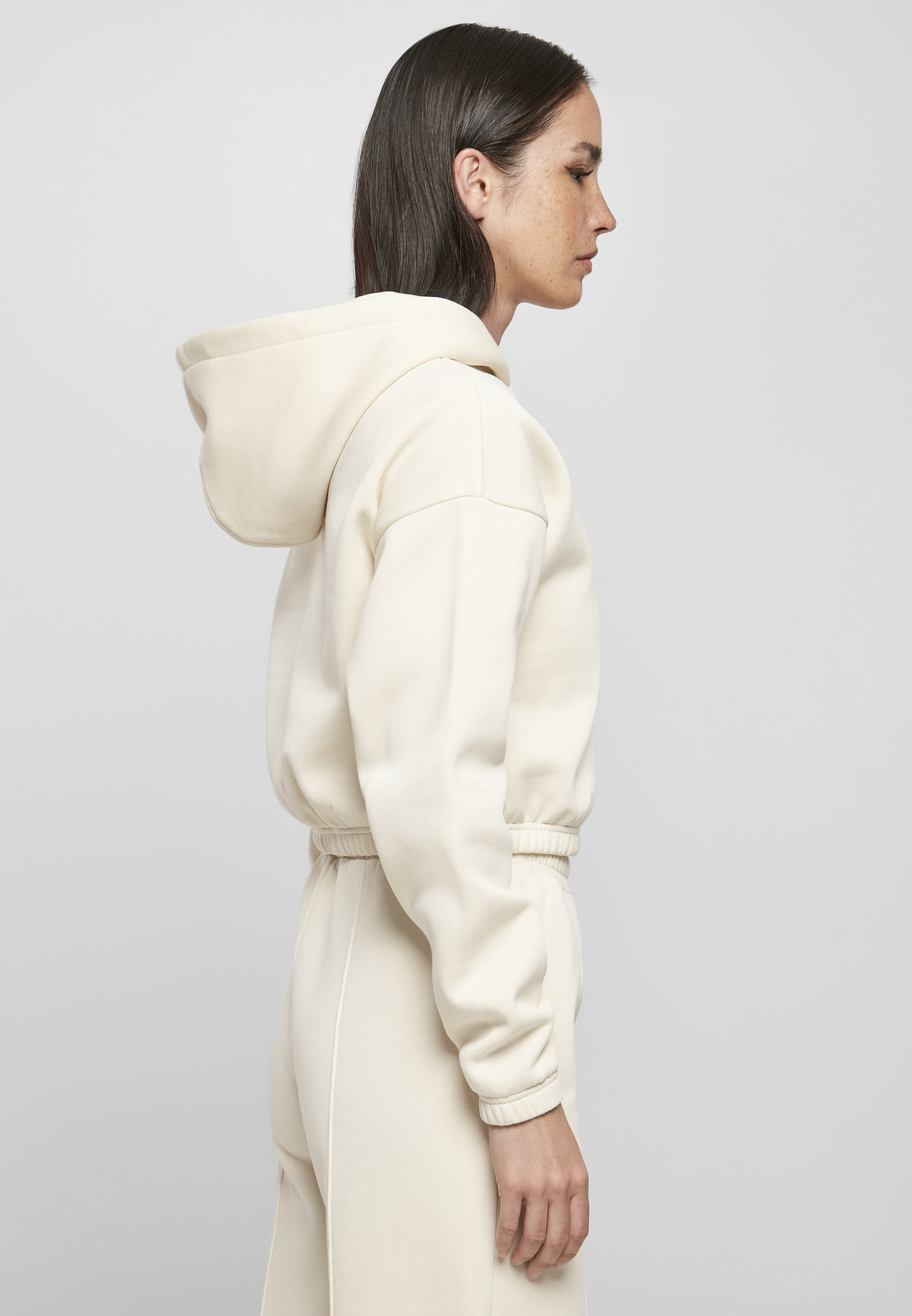 Ladies Short Oversized Sweat Hoody whitesand 3XL - variant image 3