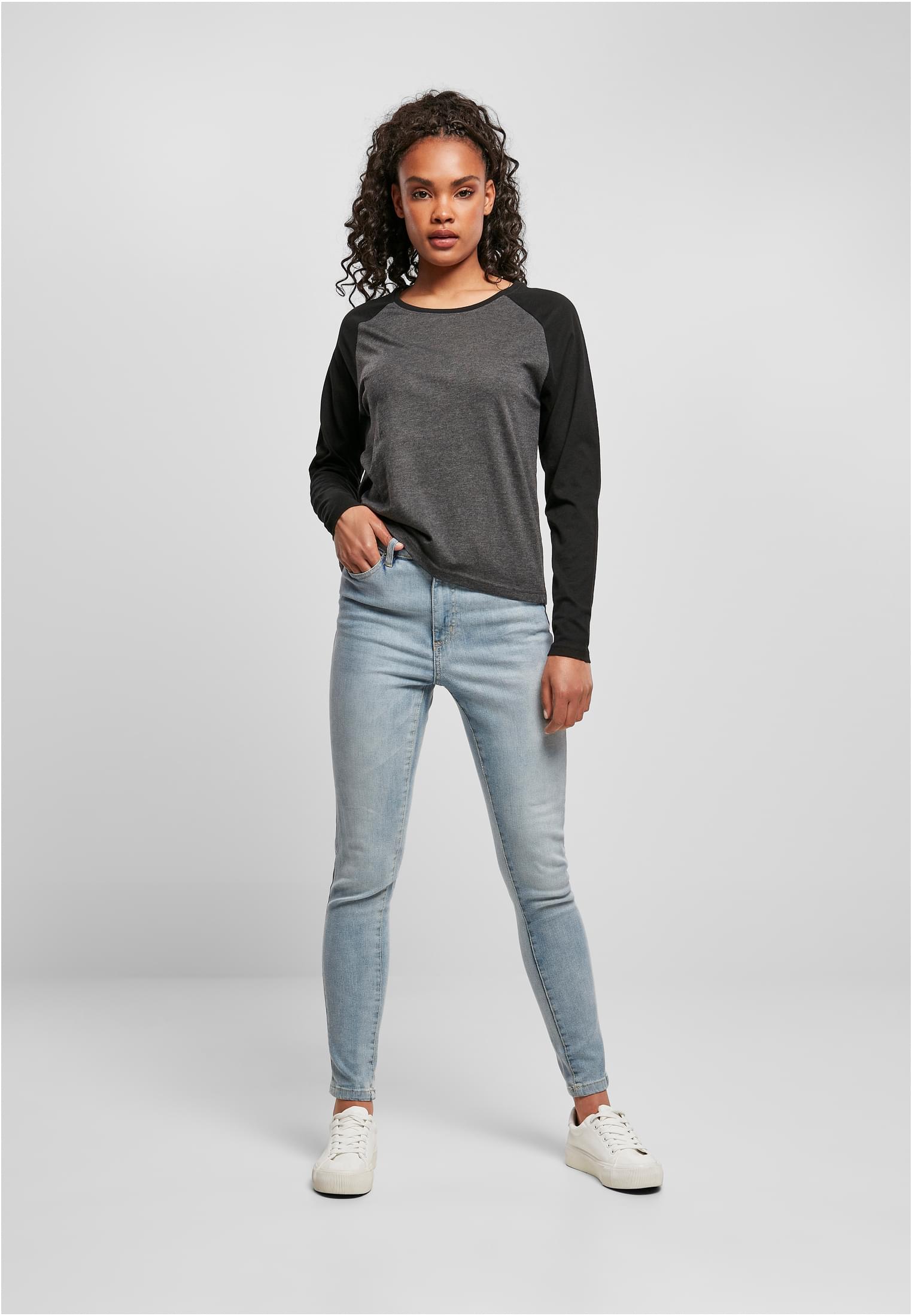 Ladies Contrast Raglan Longsleeve charcoal/black 3XL - variant image 4