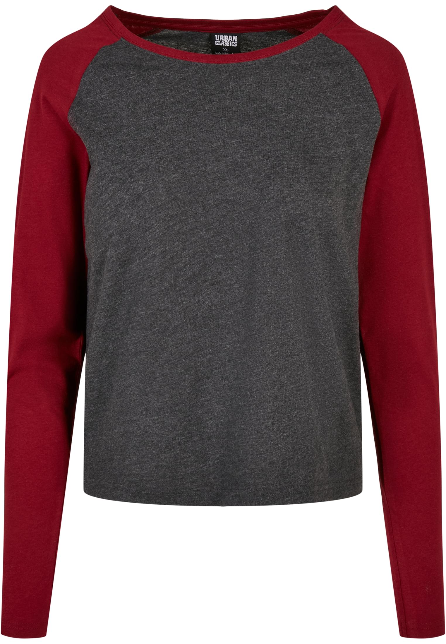 Ladies Contrast Raglan Longsleeve charcoal/burgundy 3XL - variant image 5