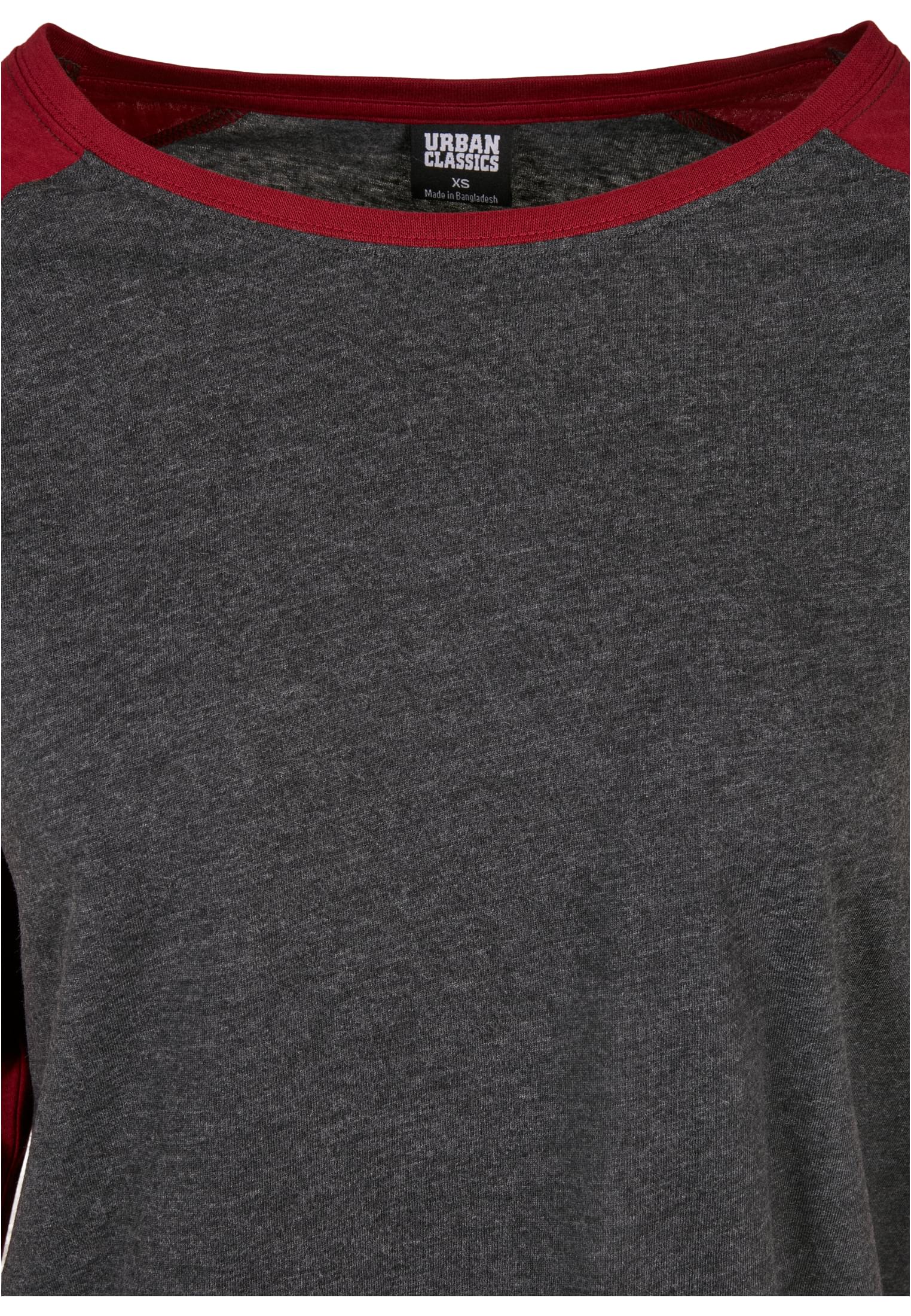Ladies Contrast Raglan Longsleeve charcoal/burgundy 3XL - variant image 7
