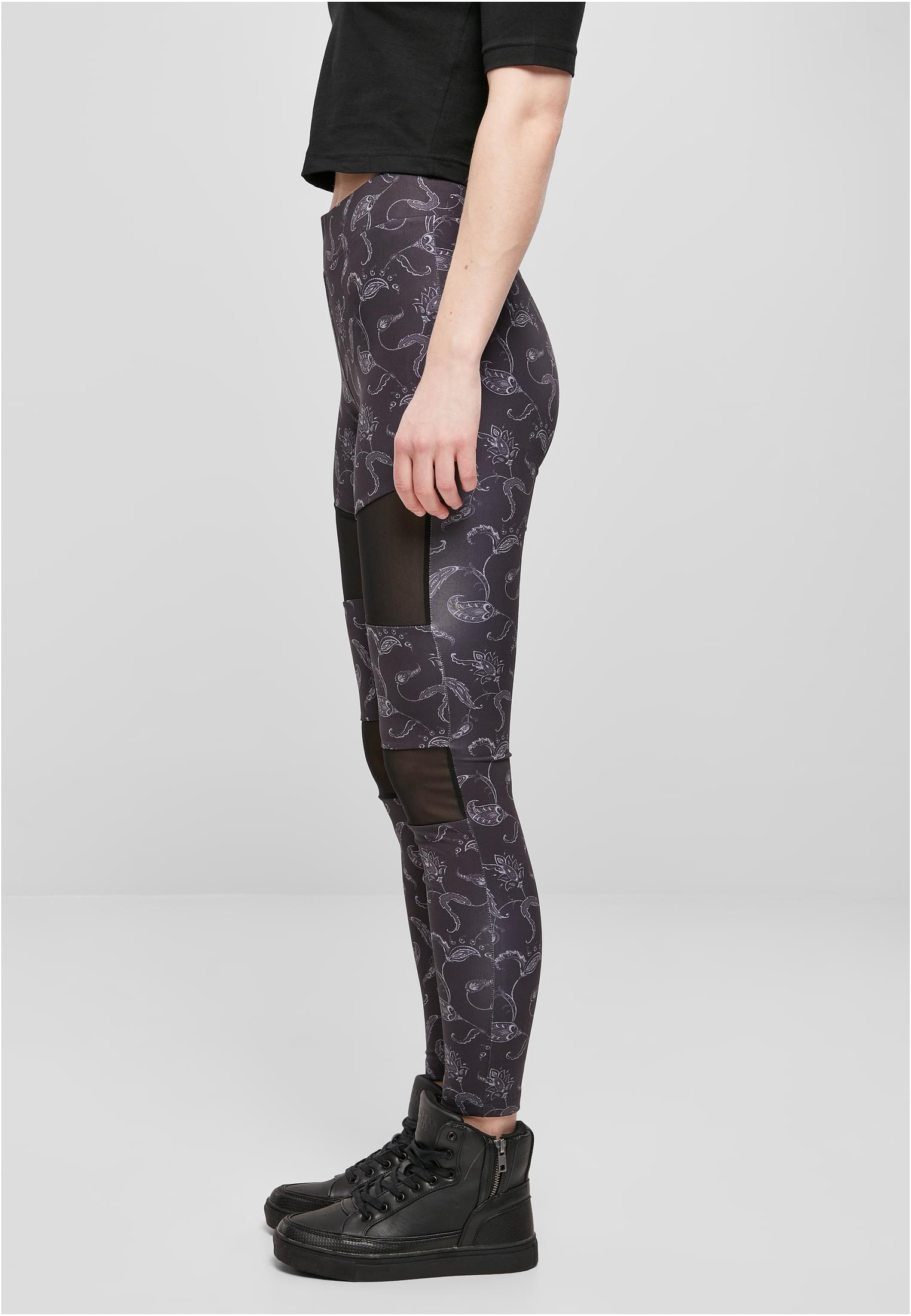 Frauen Tech Mesh AOP Leggings schwarz Paisley 3XL
 - variant image 1