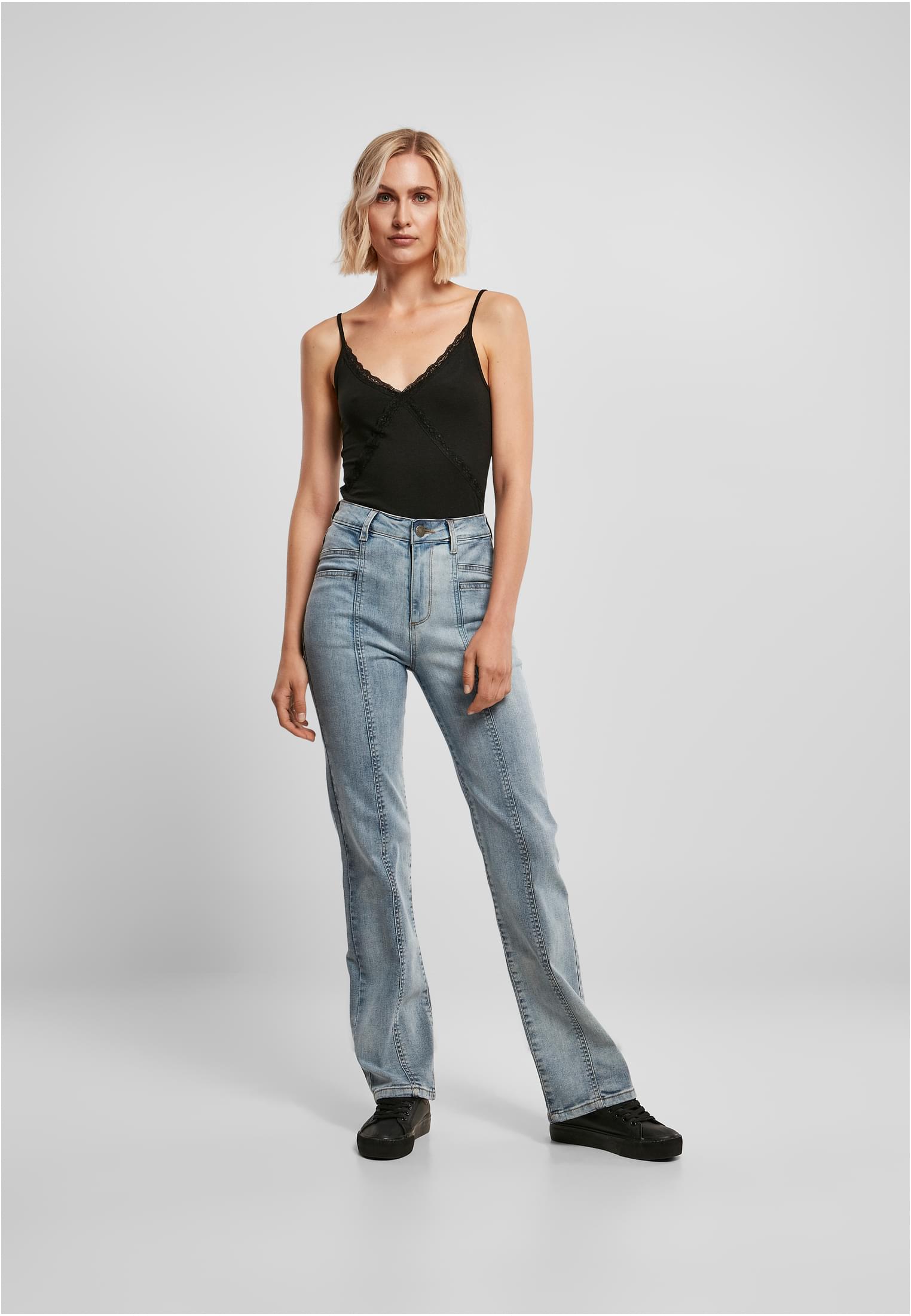 Ladies High Waist Straight Slit Denim Pants tintedlightbluewashed 26 - variant image 4