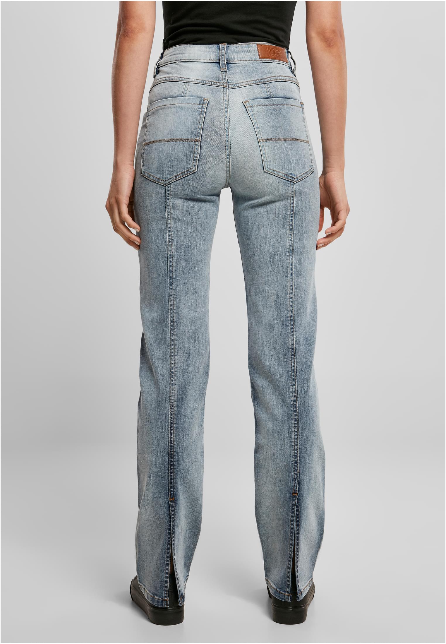 Ladies High Waist Straight Slit Denim Pants tintedlightbluewashed 26 - variant image 2