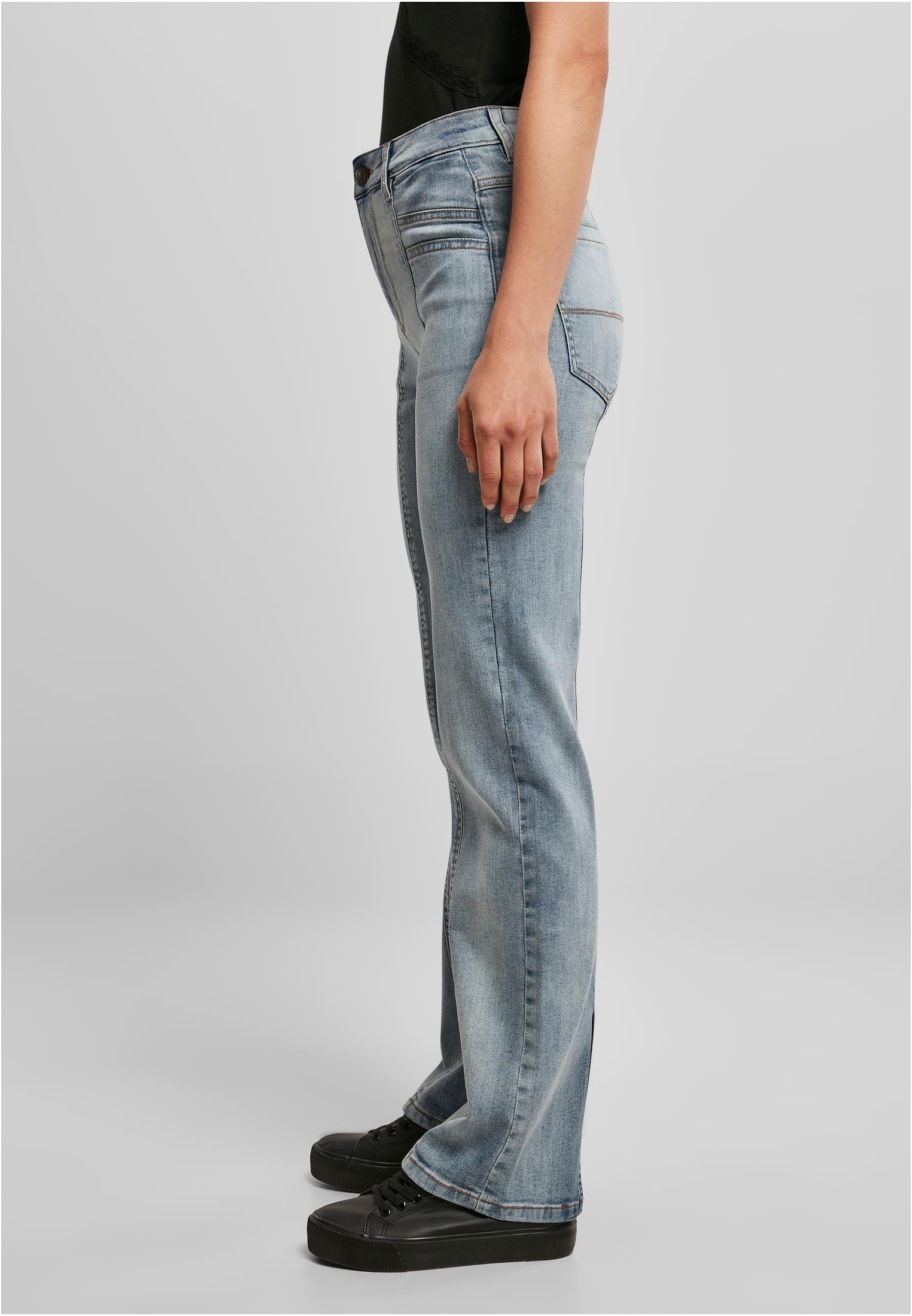 Ladies High Waist Straight Slit Denim Pants tintedlightbluewashed 26 - variant image 1