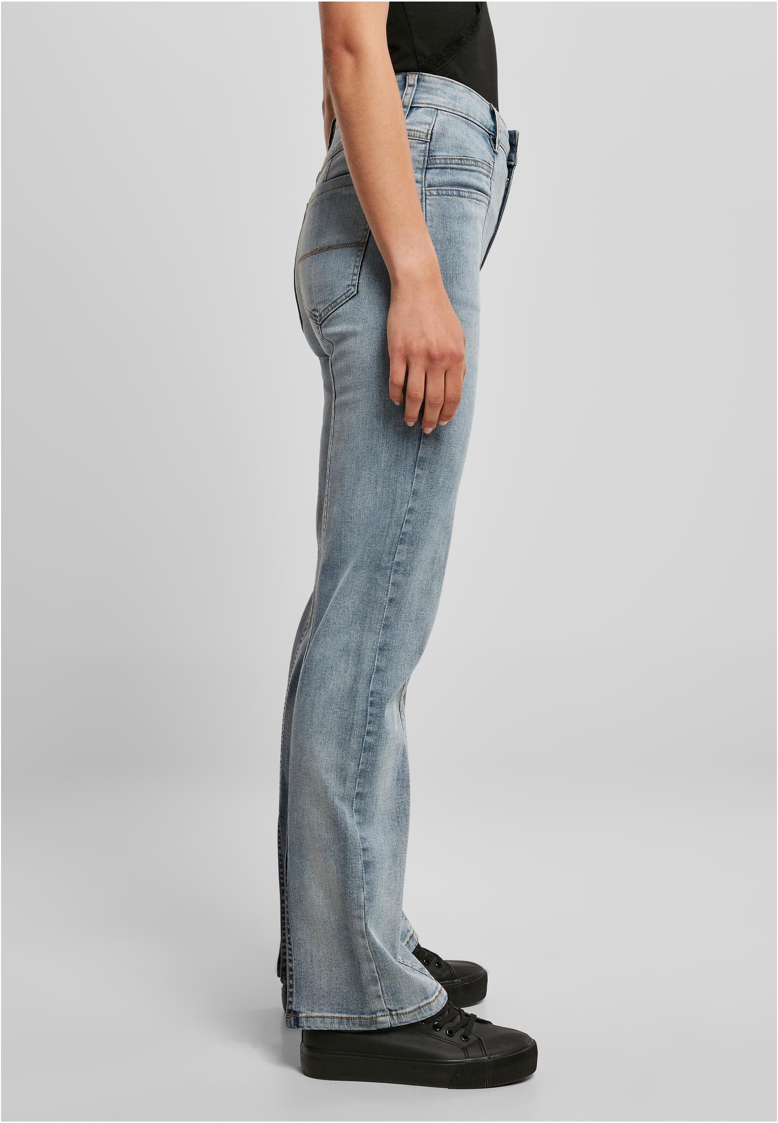 Ladies High Waist Straight Slit Denim Pants tintedlightbluewashed 26 - variant image 3