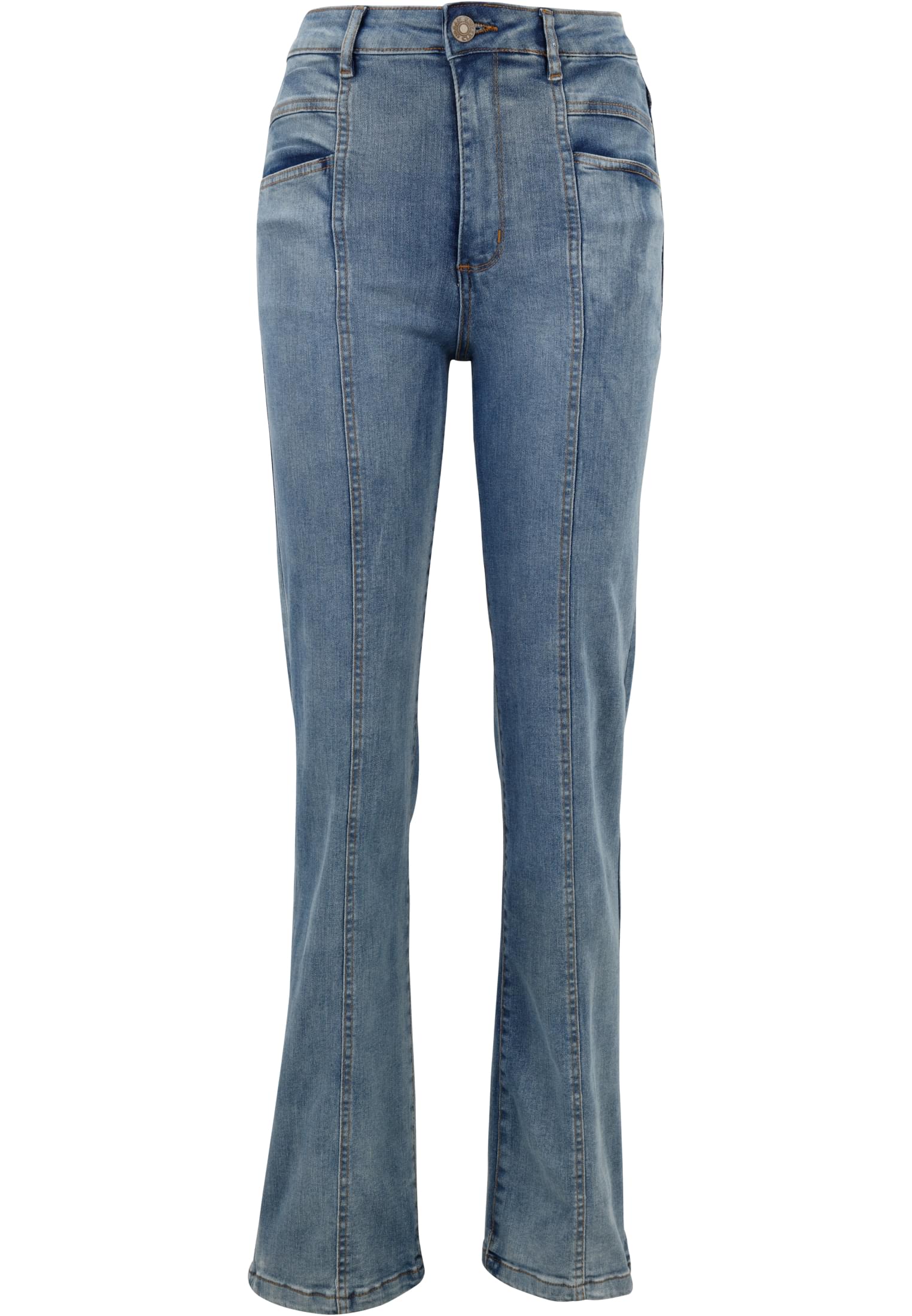 Ladies High Waist Straight Slit Denim Pants tintedlightbluewashed 26 - variant image 5