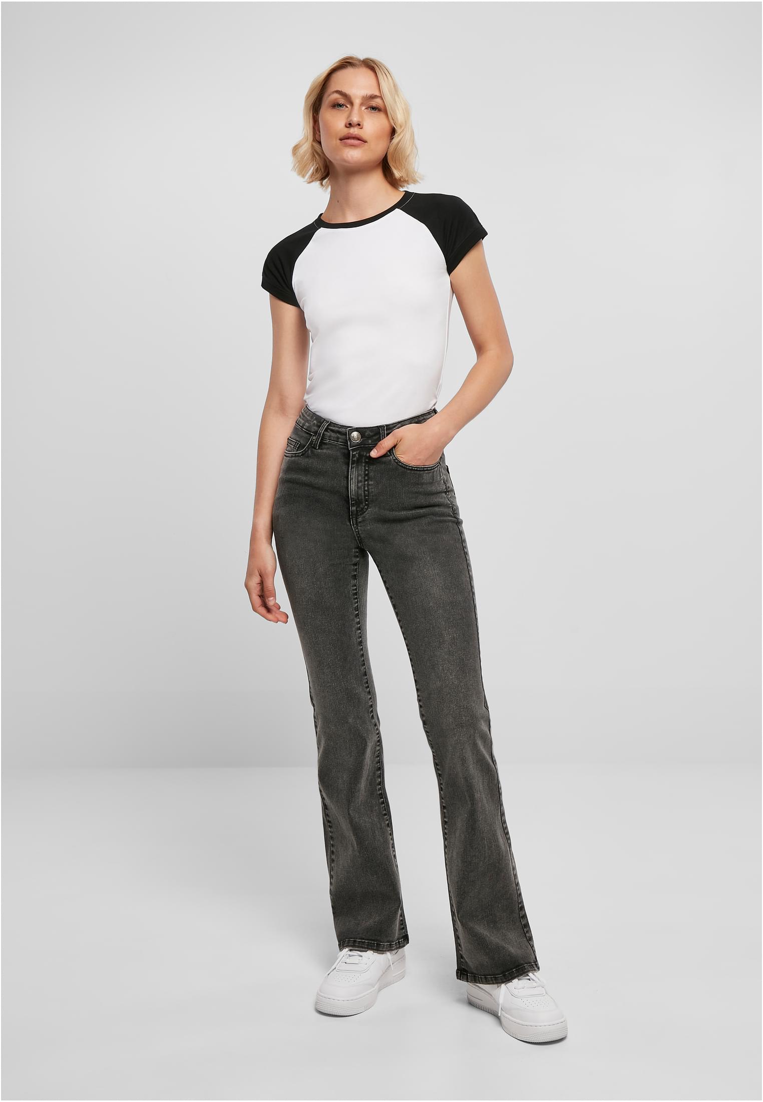 Ladies High Waist Flared Denim Pants black washed 26 - variant image 4